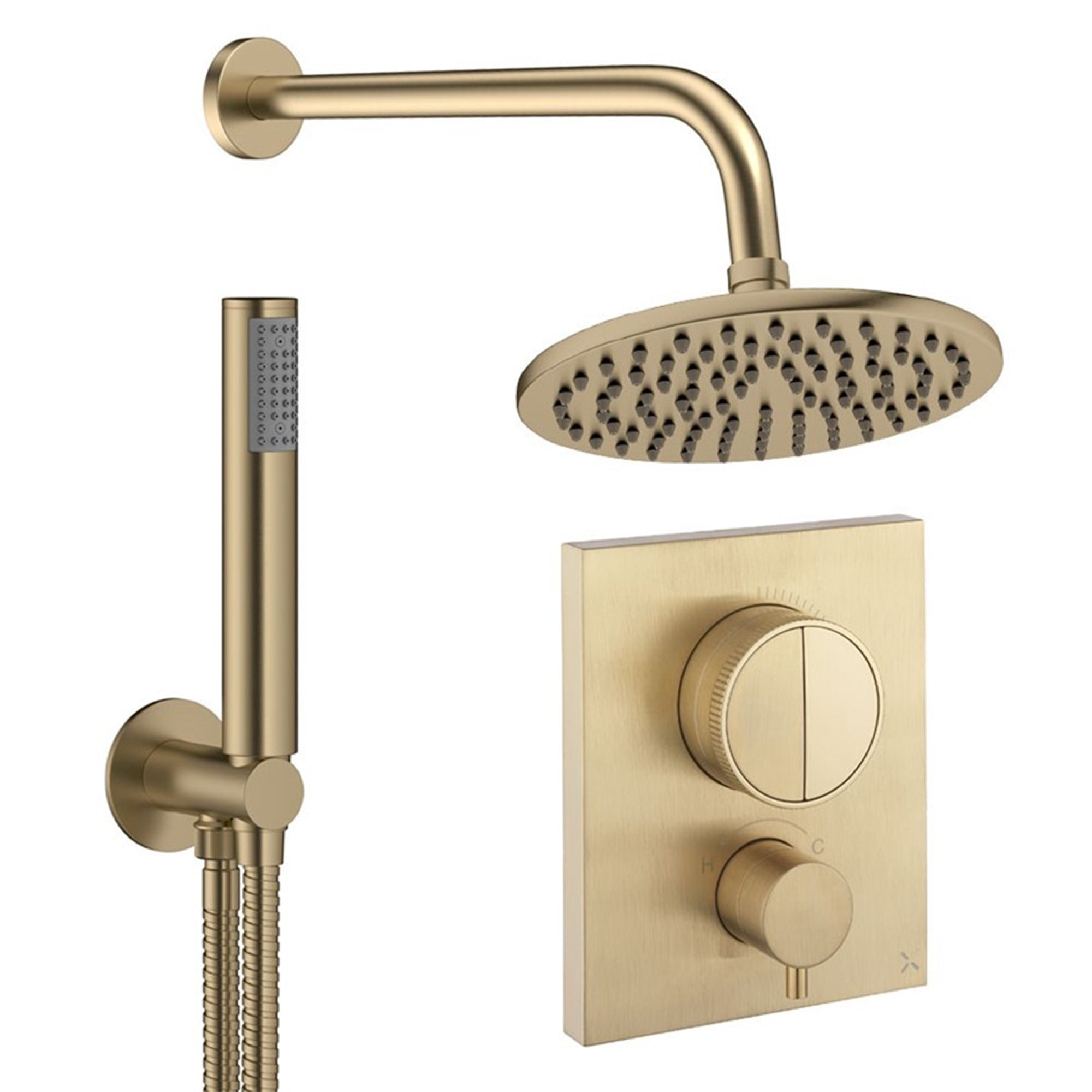 crosswater push shower set 1 200mm brushed brass