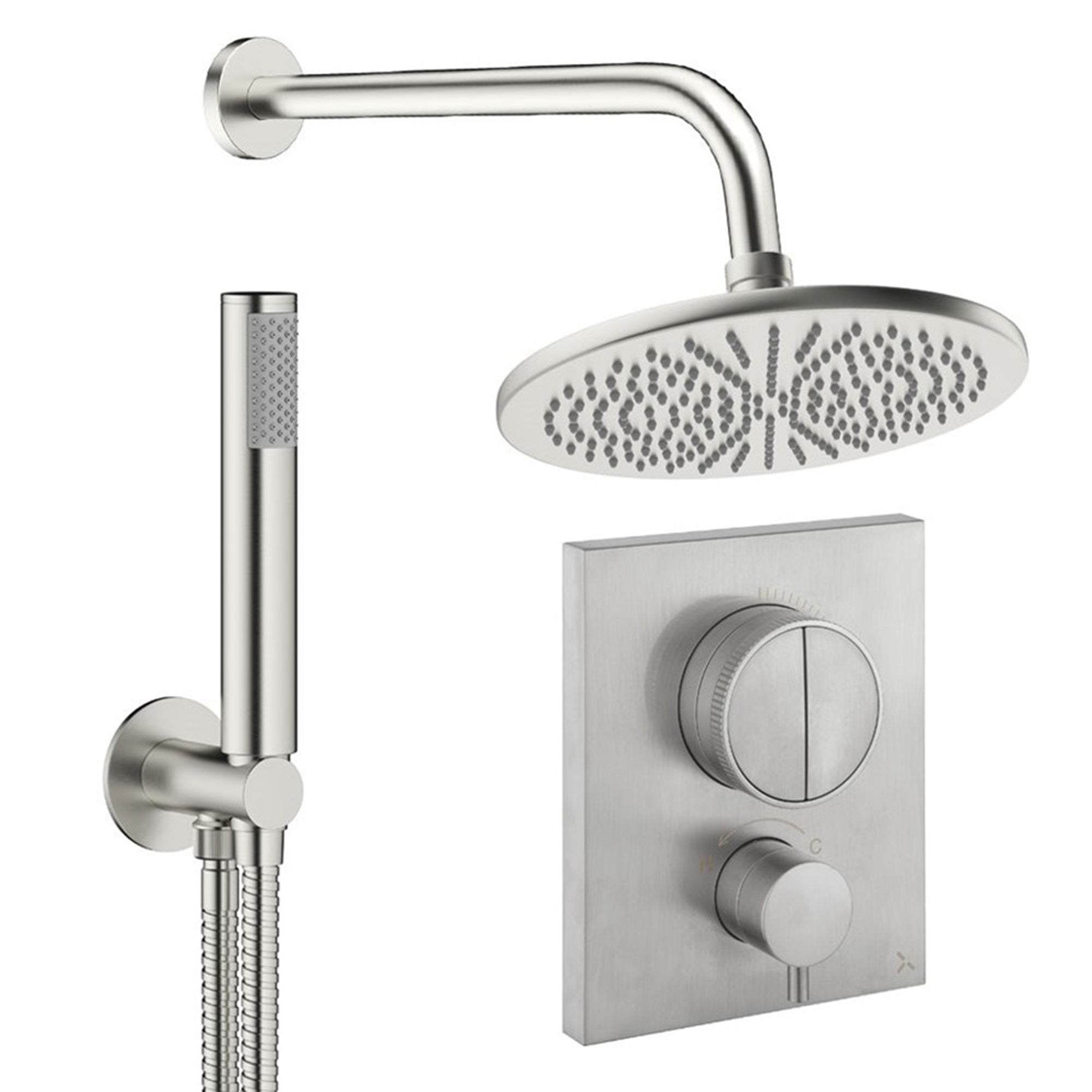 crosswater push shower set 1 300mm brushed nickel
