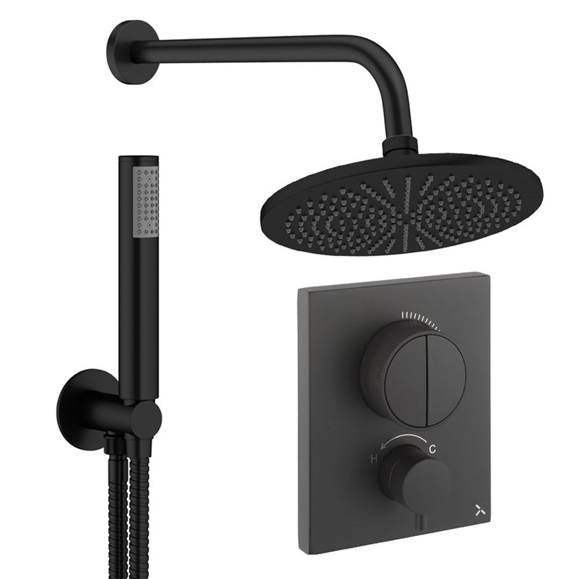Crosswater Push Shower Set Of 1 300mm Matt Black