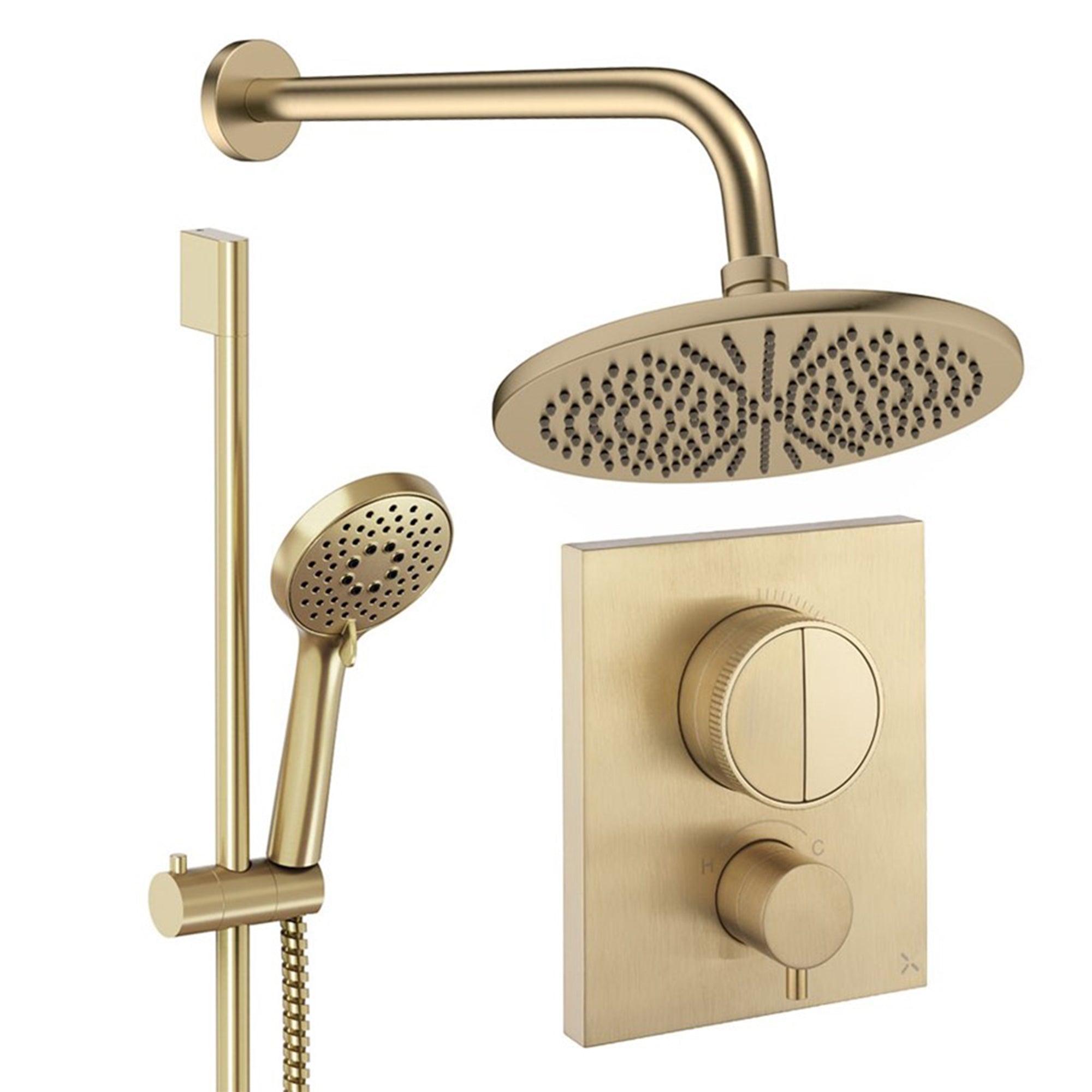 crosswater push shower set 2 300mm brushed brass