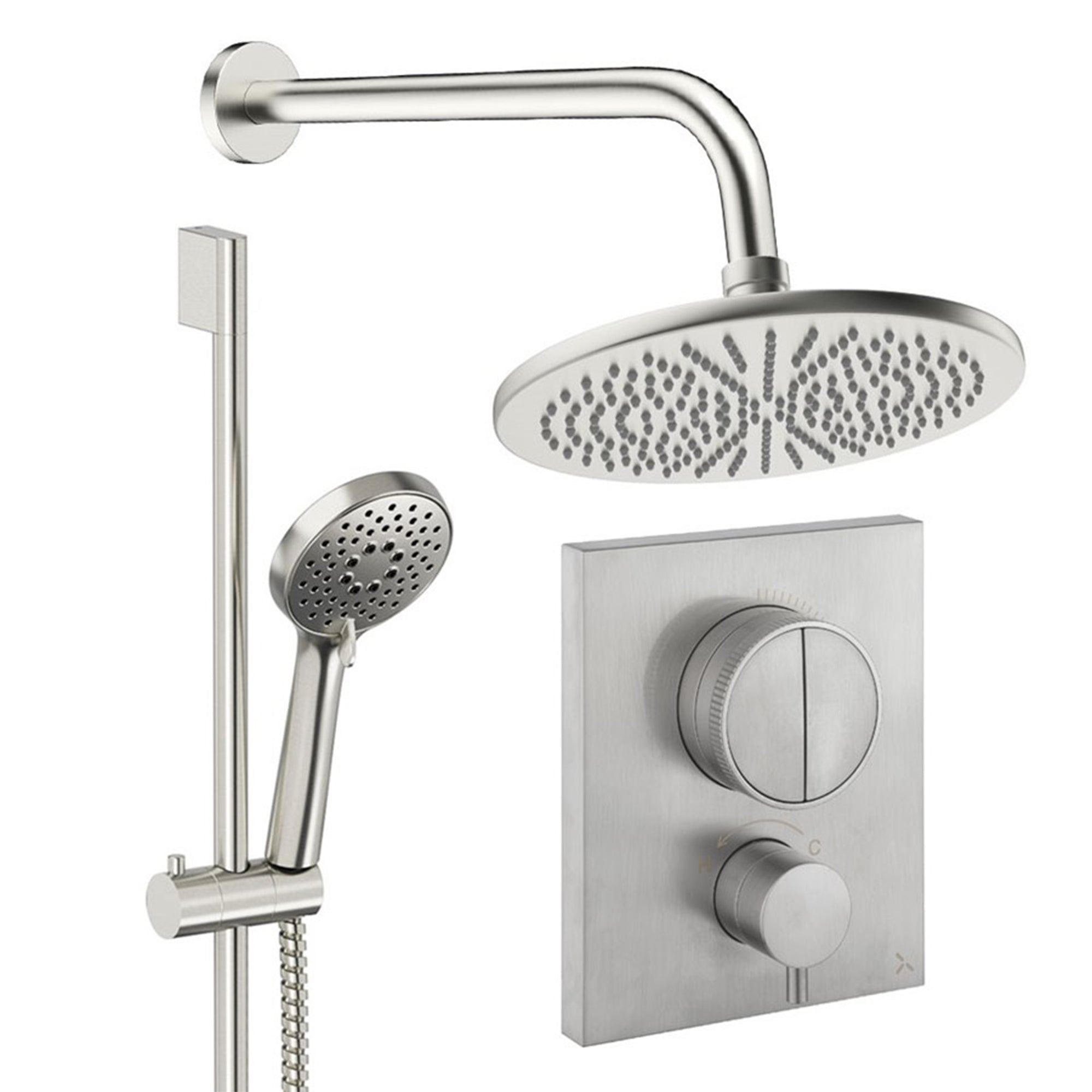 crosswater push shower set 2 300mm brushed nickel