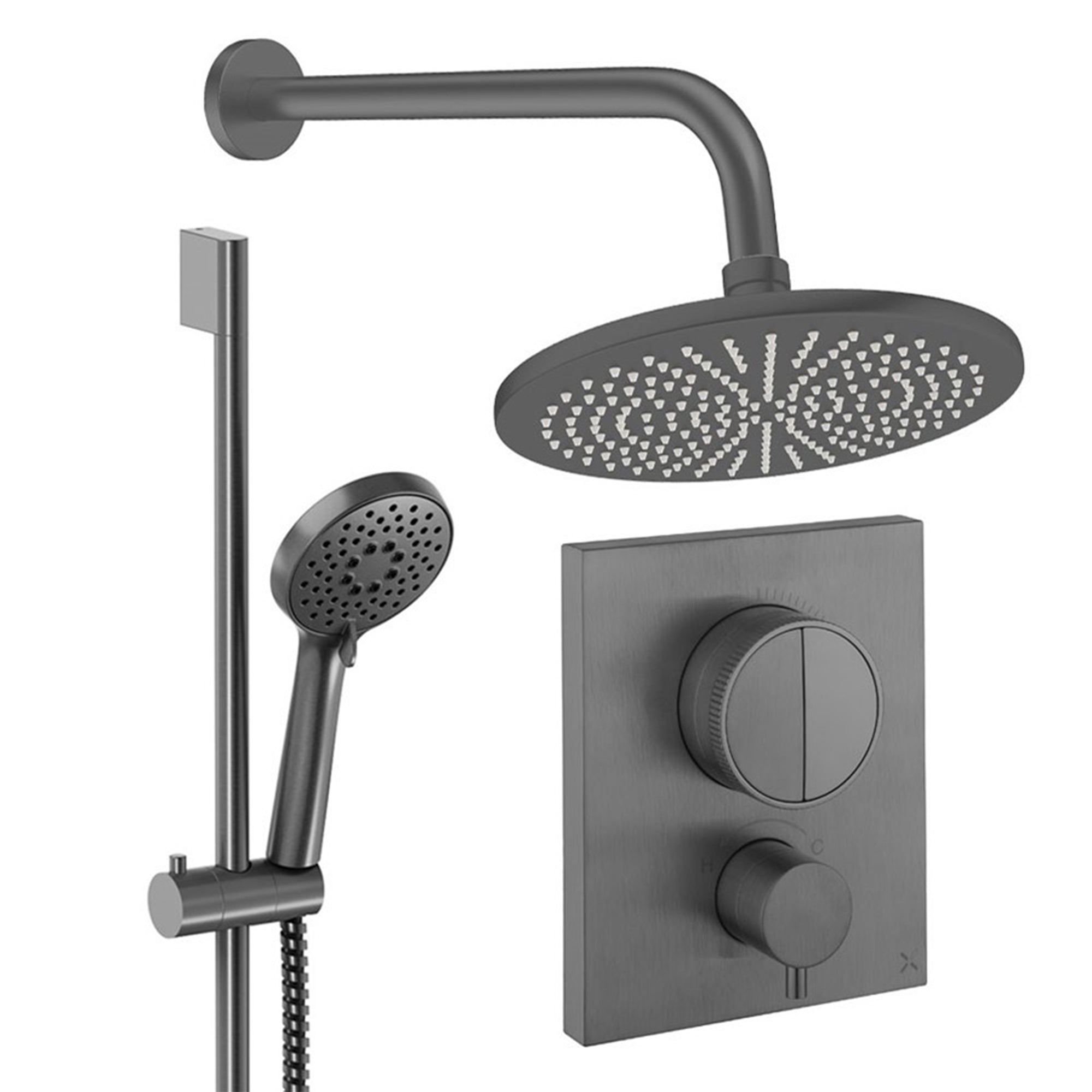 crosswater push shower set 2 300mm slate