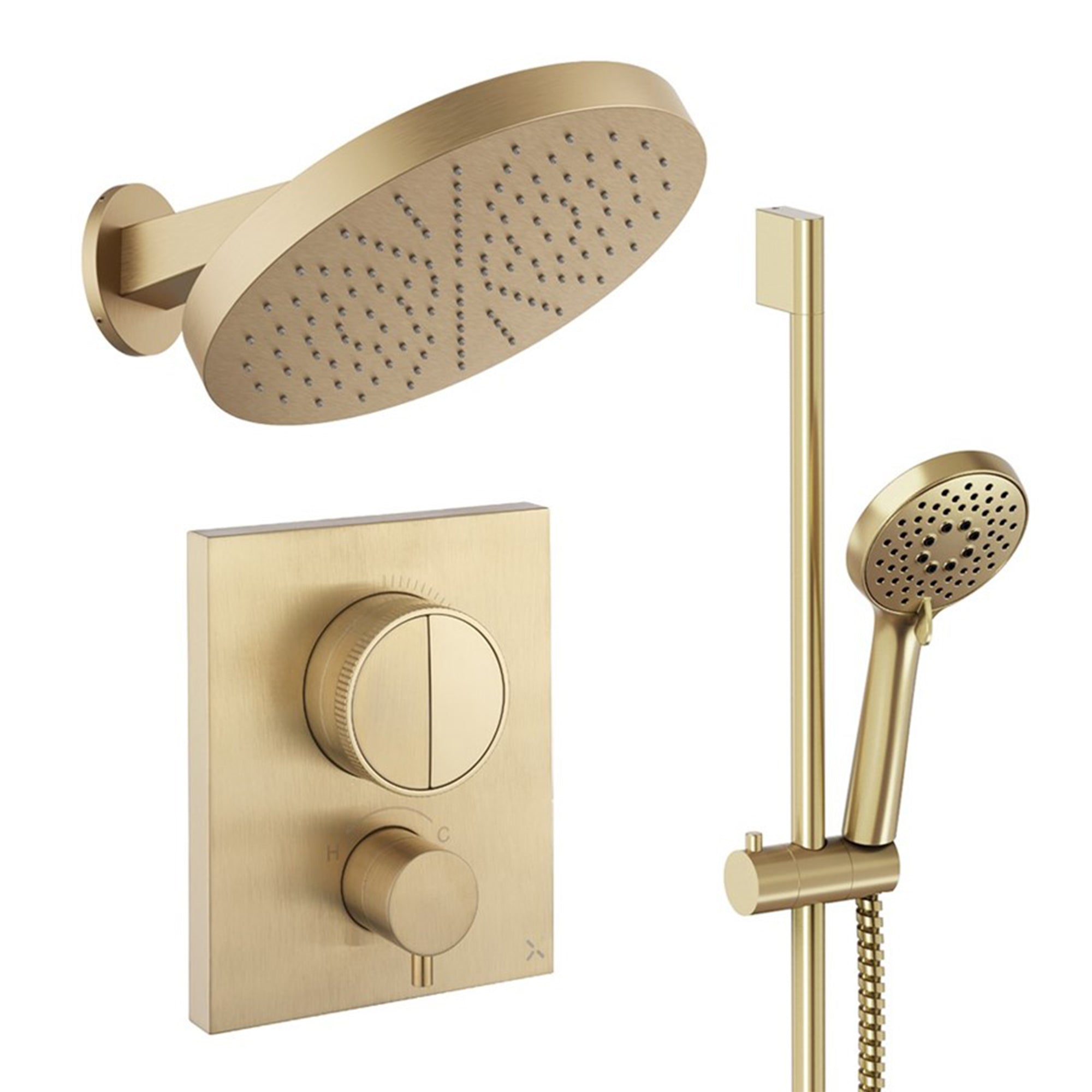 crosswater push shower set 5 brushed brass