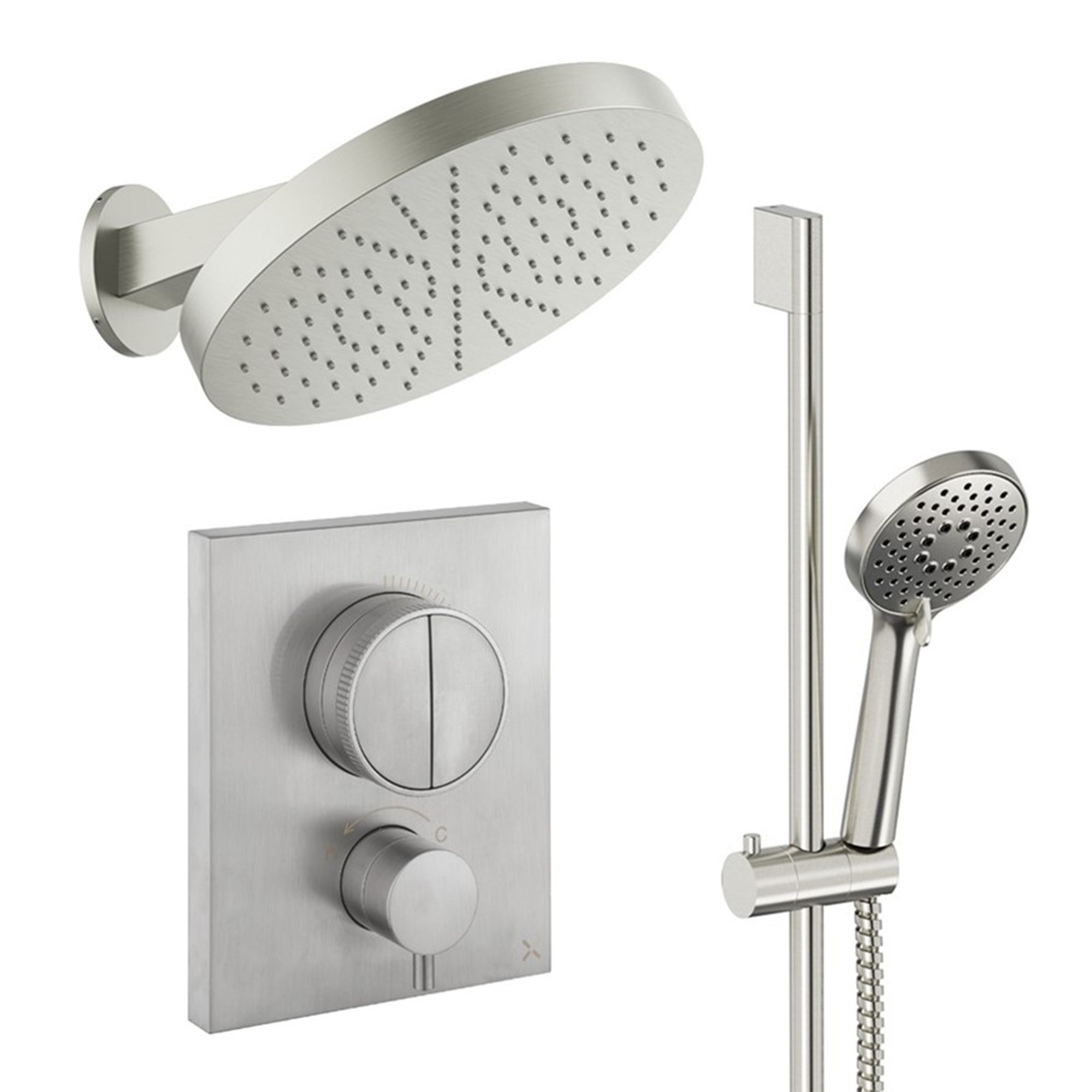 crosswater push shower set 5 brushed nickel