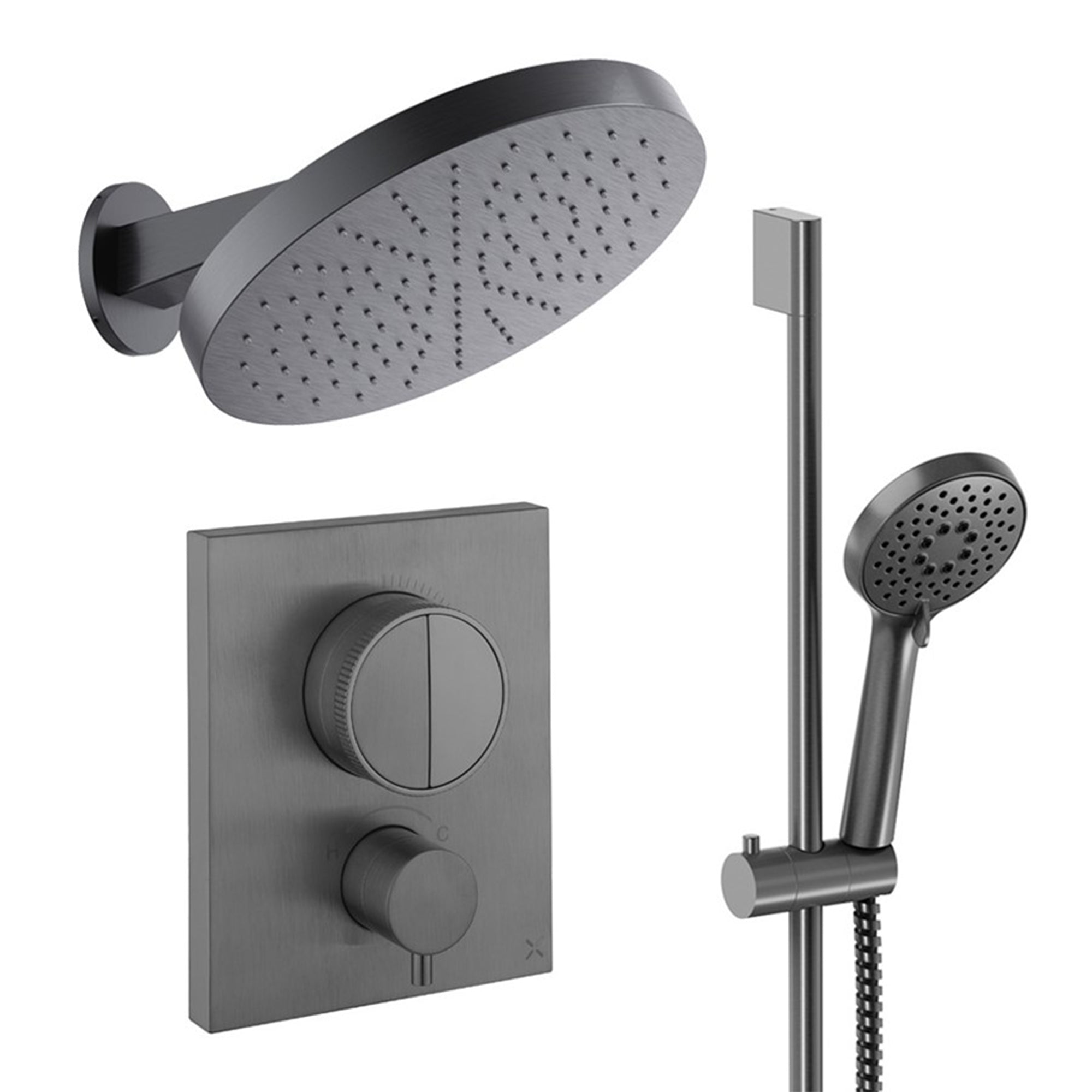 crosswater push shower set 5 slate