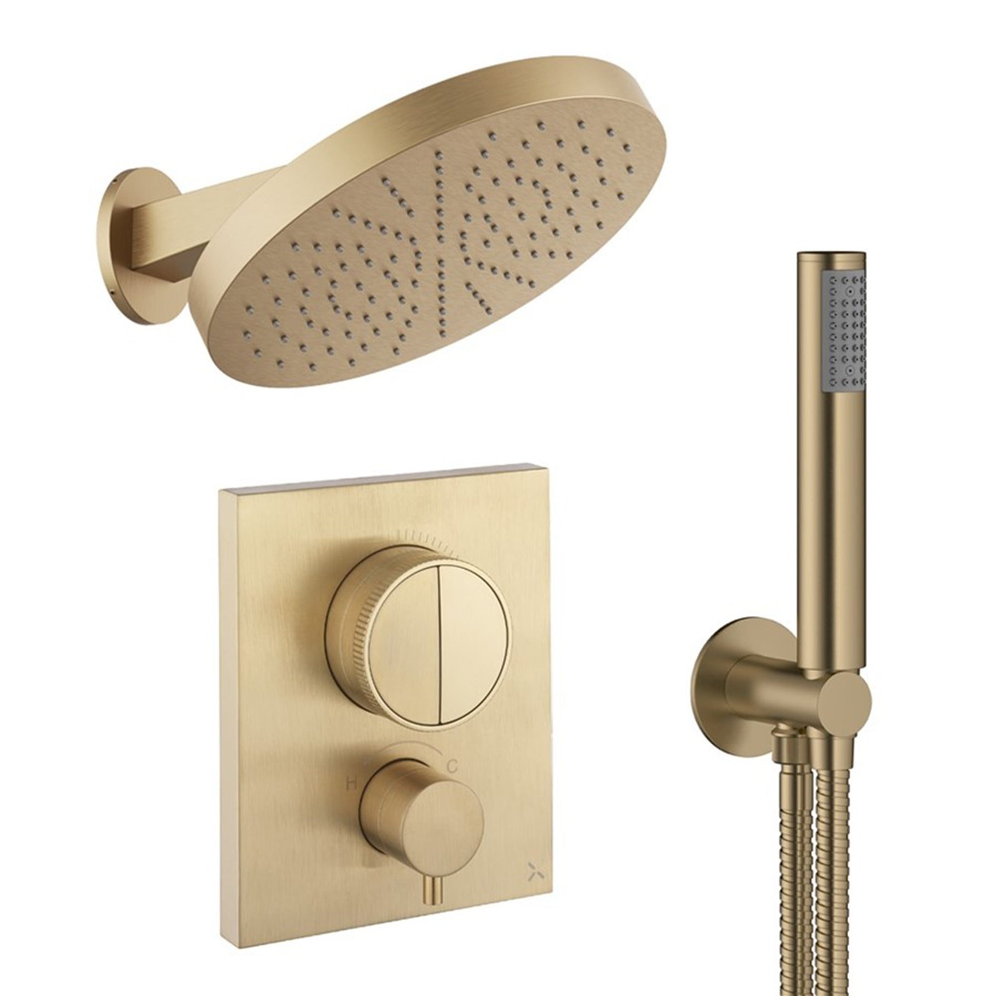 crosswater push shower set 6 brushed brass