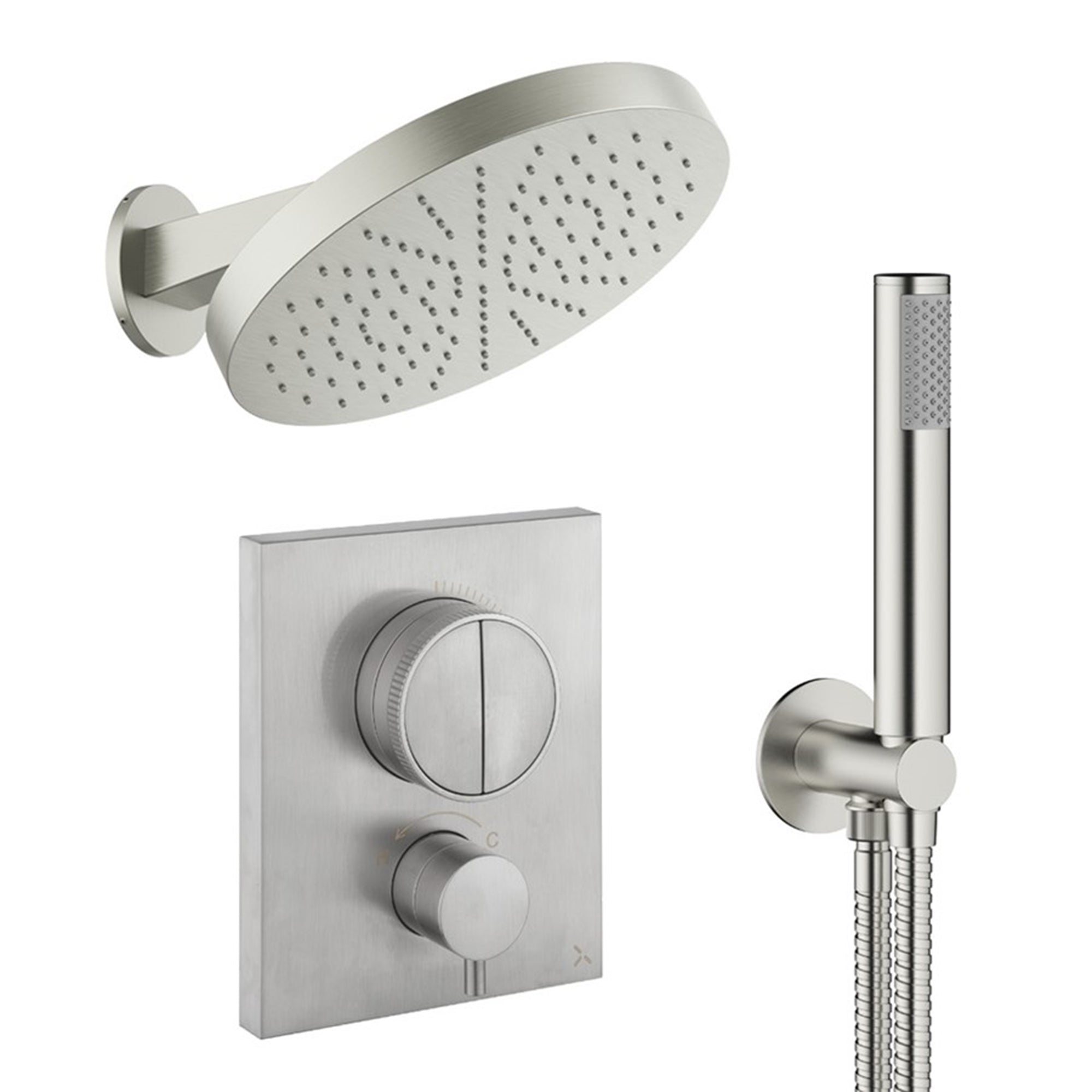 crosswater push shower set 6 brushed nickel