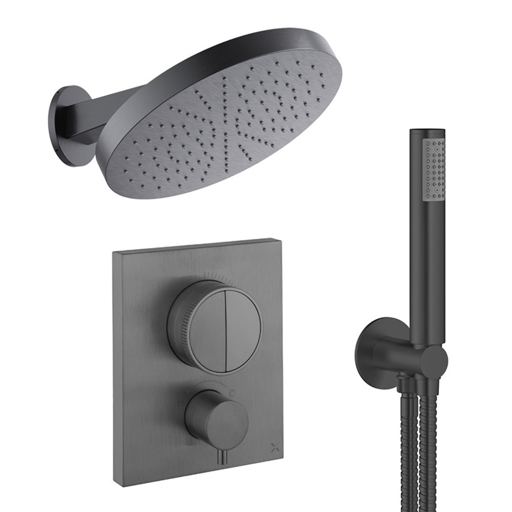 crosswater push shower set 6 slate