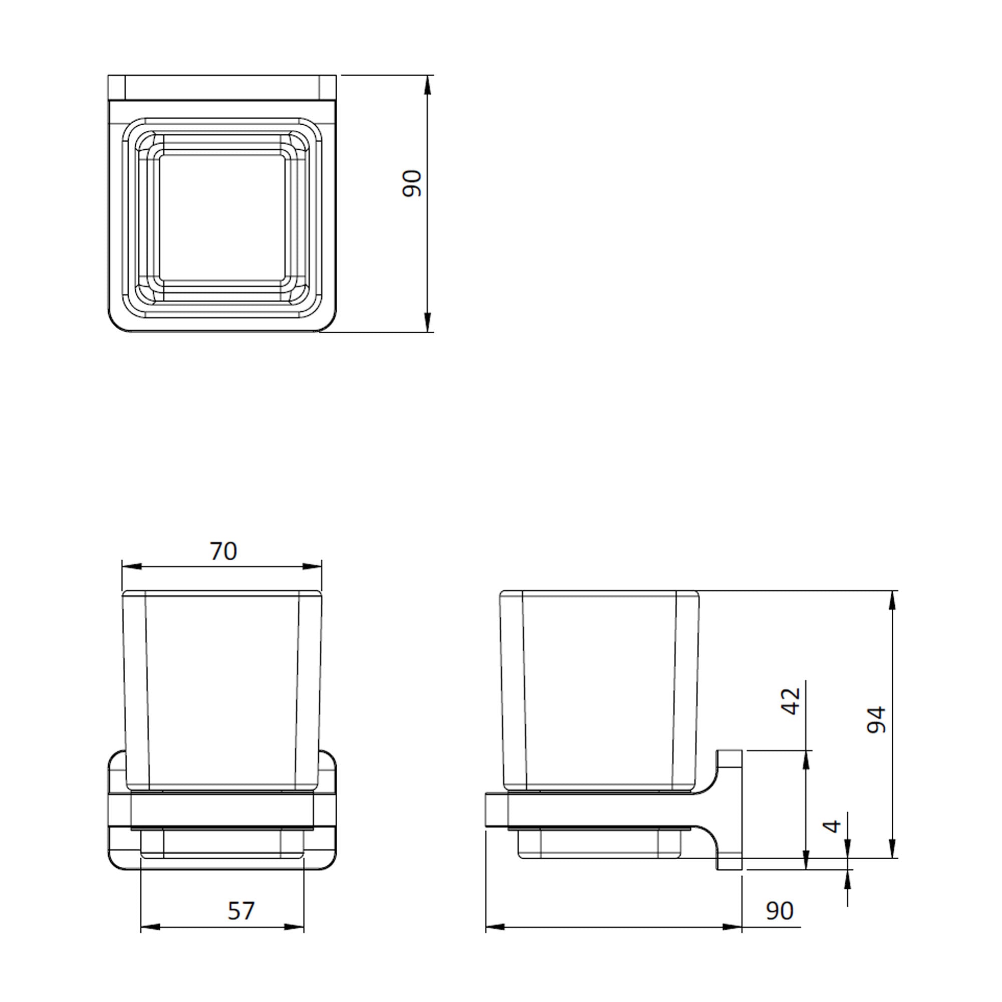 crosswater rotar tumbler holder dimensions