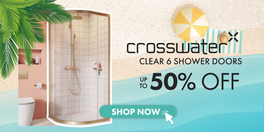 crosswater clear 6 shower door is on sale banner