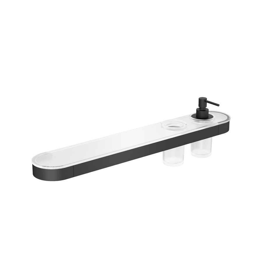 Crosswater Velo Round Tray Soap Dispenser & Tumbler Holder Deluxe Bathrooms