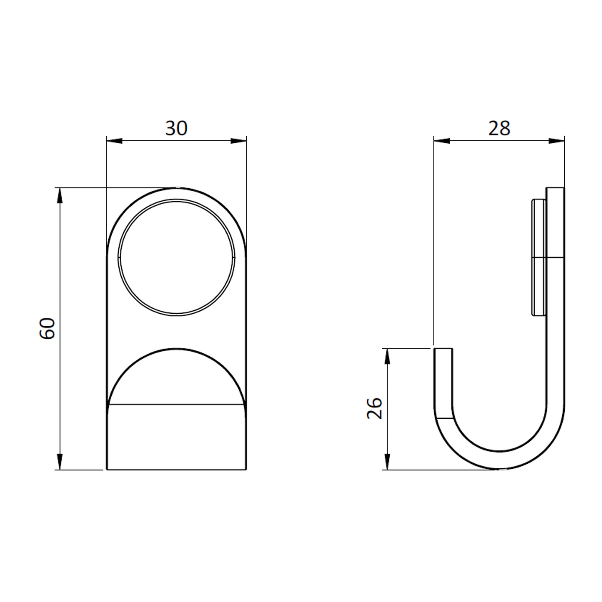 crosswater velo single robe hook dimensions