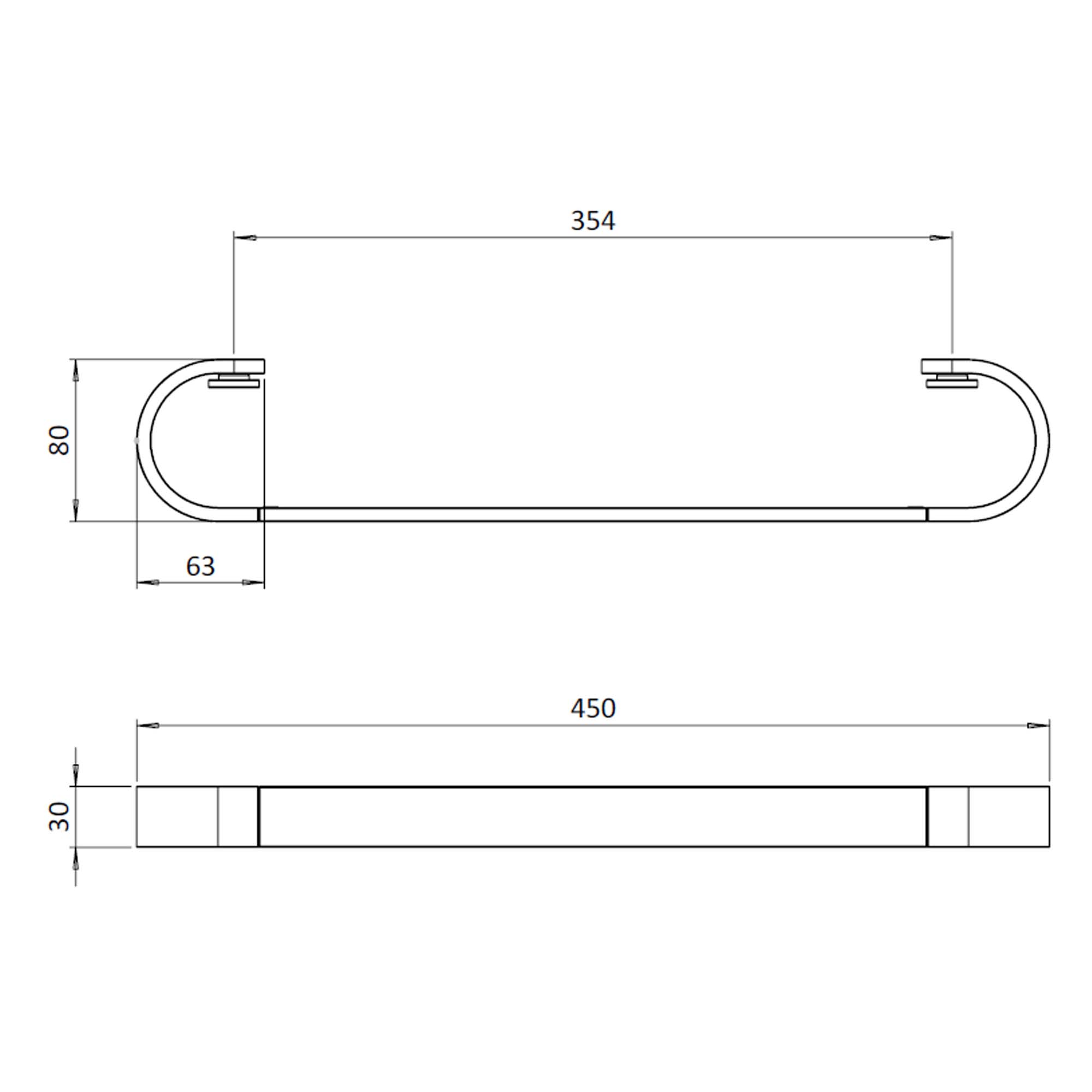 crosswater velo towel rail 450mm dimensions