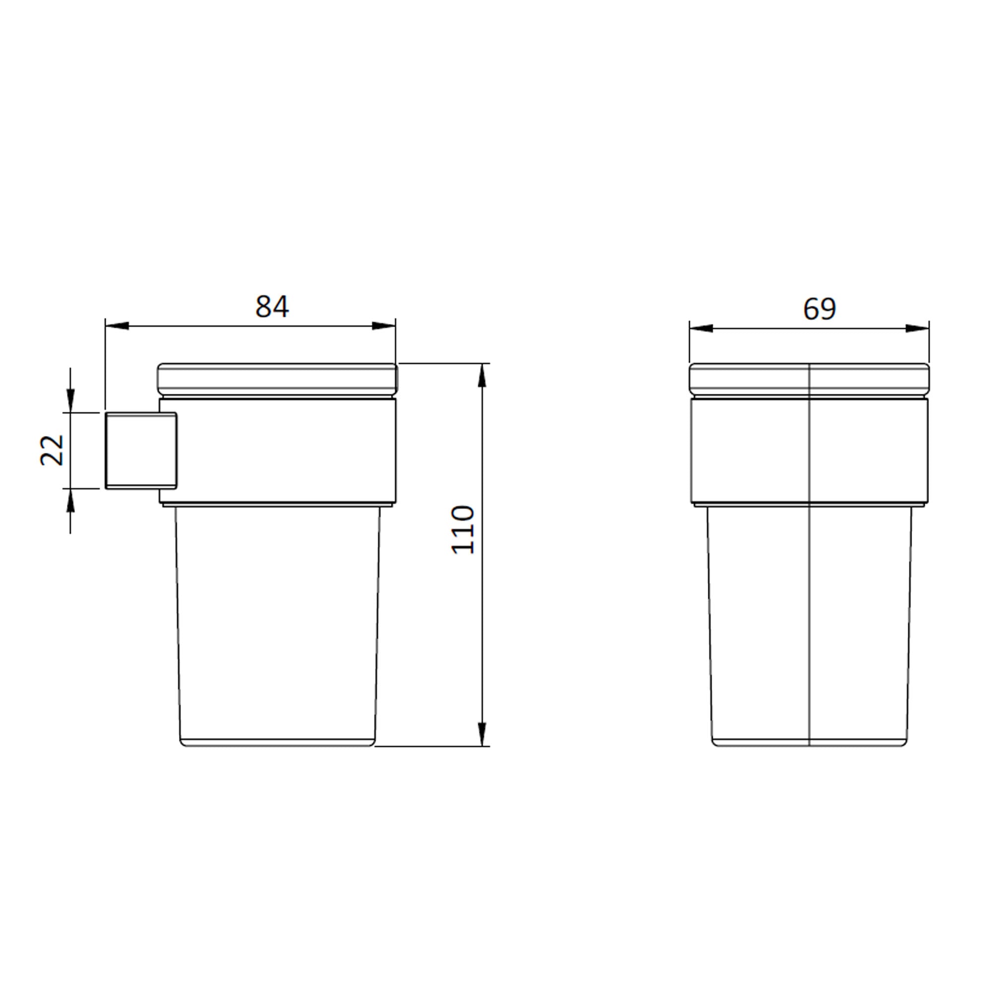 crosswater velo tumbler holder dimensions