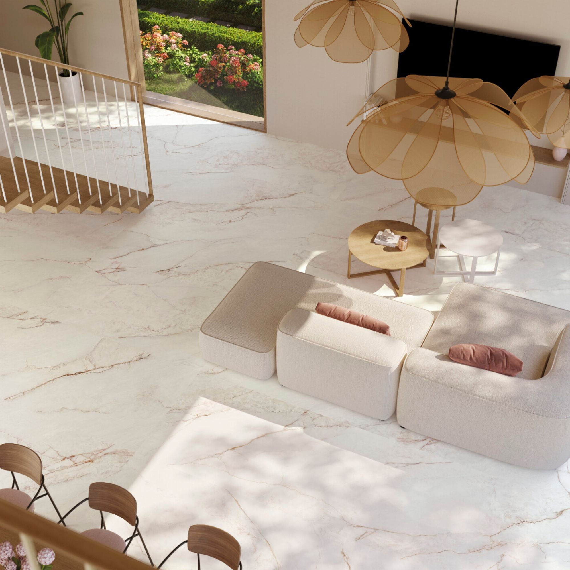Dahlia White 4D Marble Effect Porcelain Tile 60x120cm Matt Deluxe Bathrooms