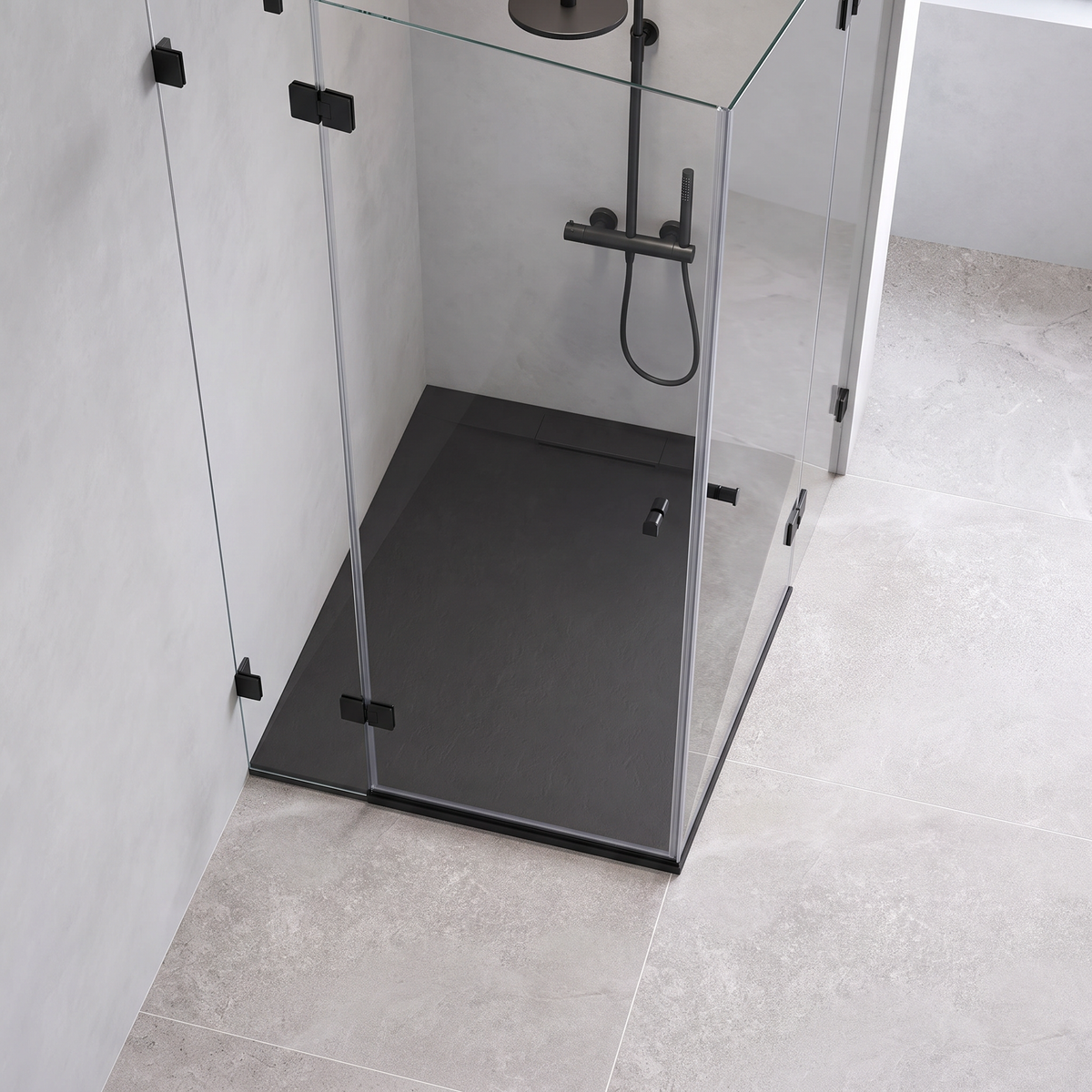 Deluxe Rectangle Slate Shower Tray in Black Colour