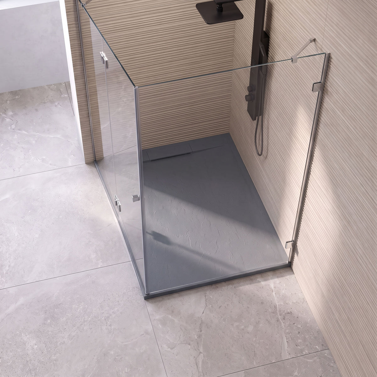 Serenity Rectangle Non-Slip Slate Shower Tray grey