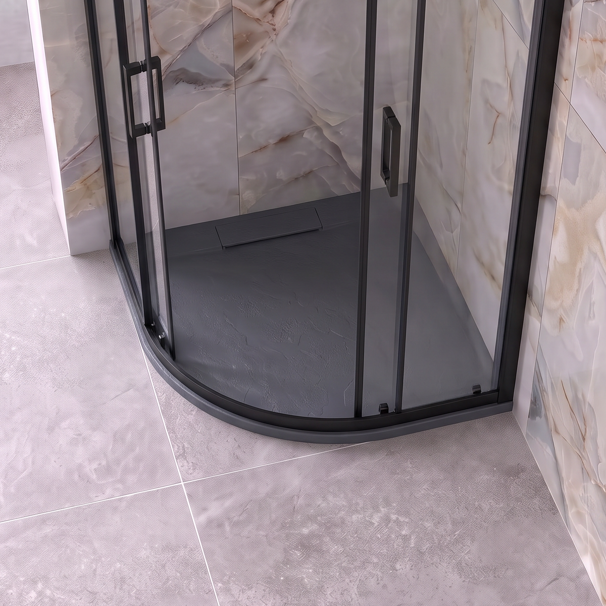 Serenity Quad Non-Slip Slate Shower Tray grey