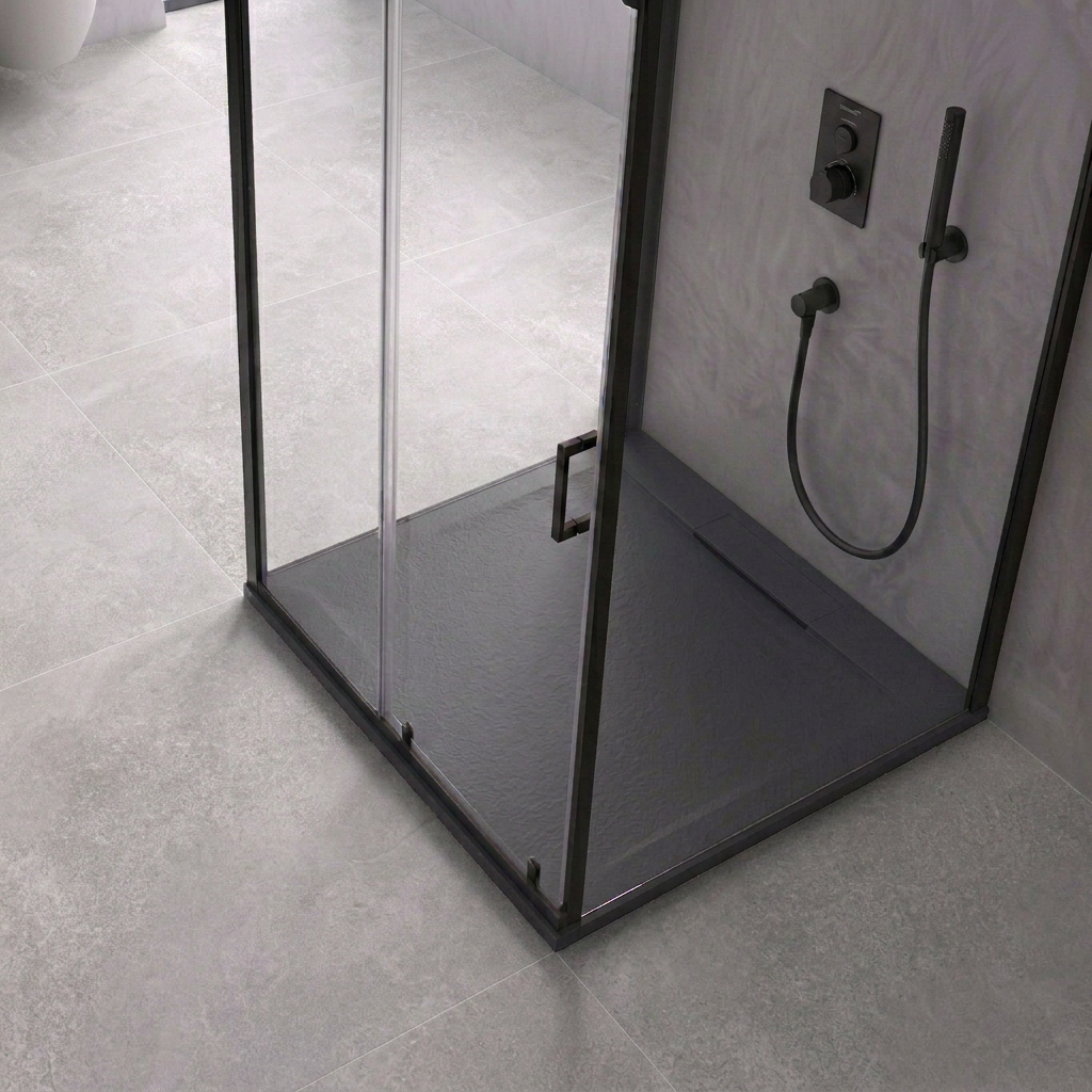 Serenity Square Non-Slip Slate Shower Tray grey
