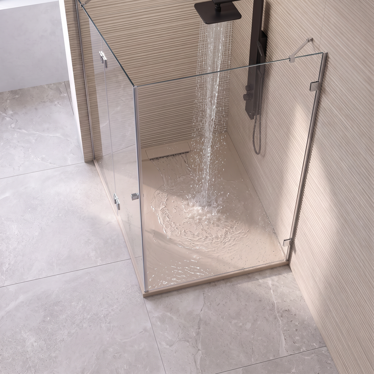 Deluxe Rectangle Slate Shower Tray in Sand Colour