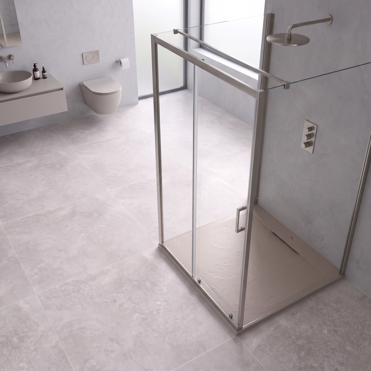 Serenity Square Non-Slip Slate Shower Tray - sand