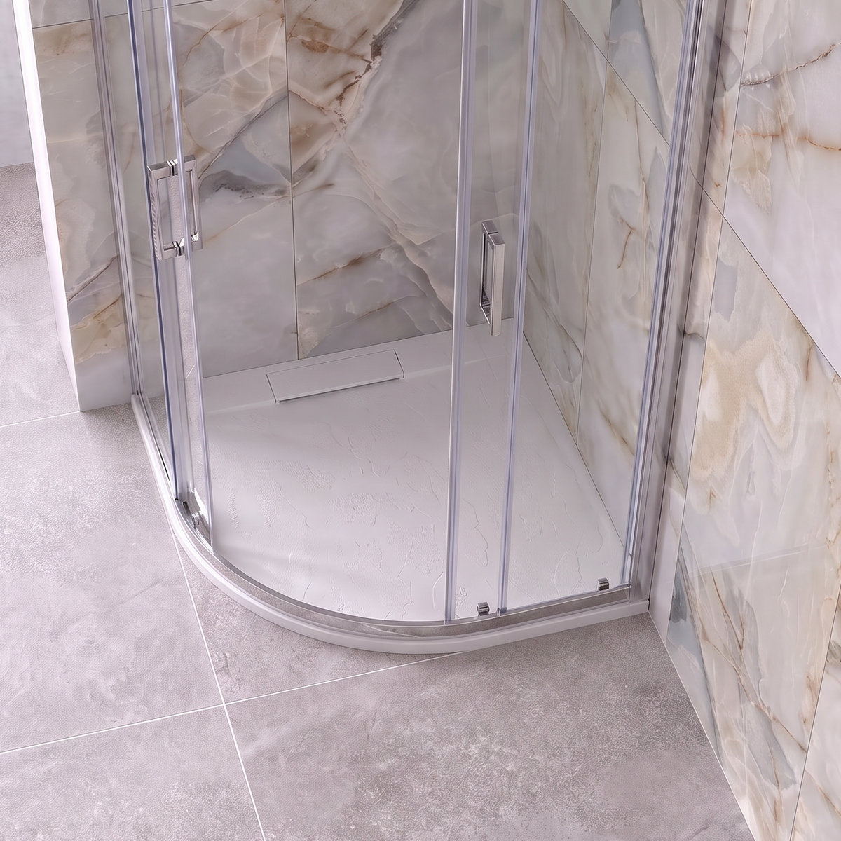 Serenity Quad Non-Slip Slate Shower Tray white