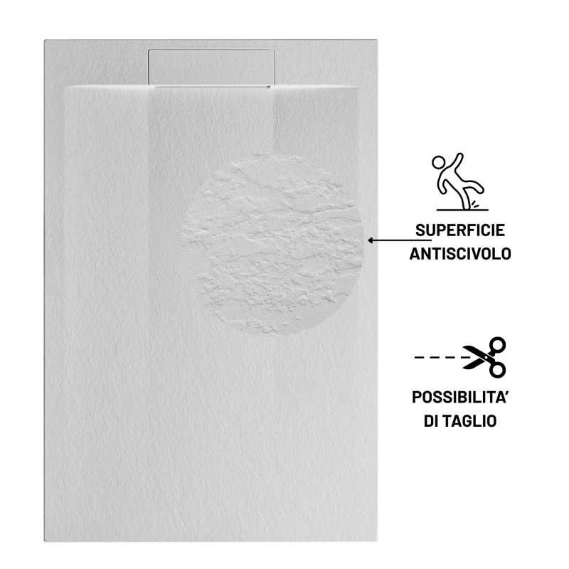 Deluxe Rectangle Non-Slip Slate Shower Tray in White Colour