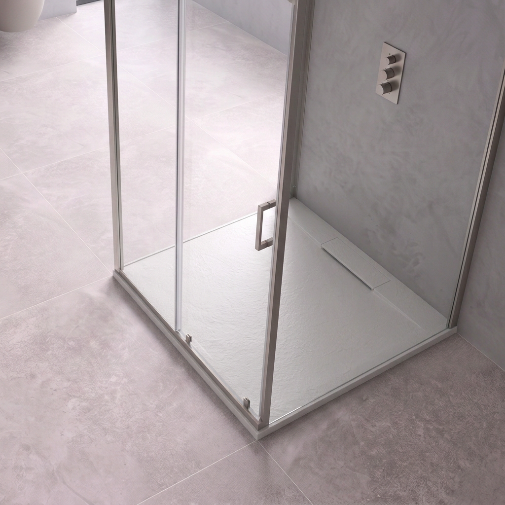 Serenity Square Non-Slip Slate Shower Tray white