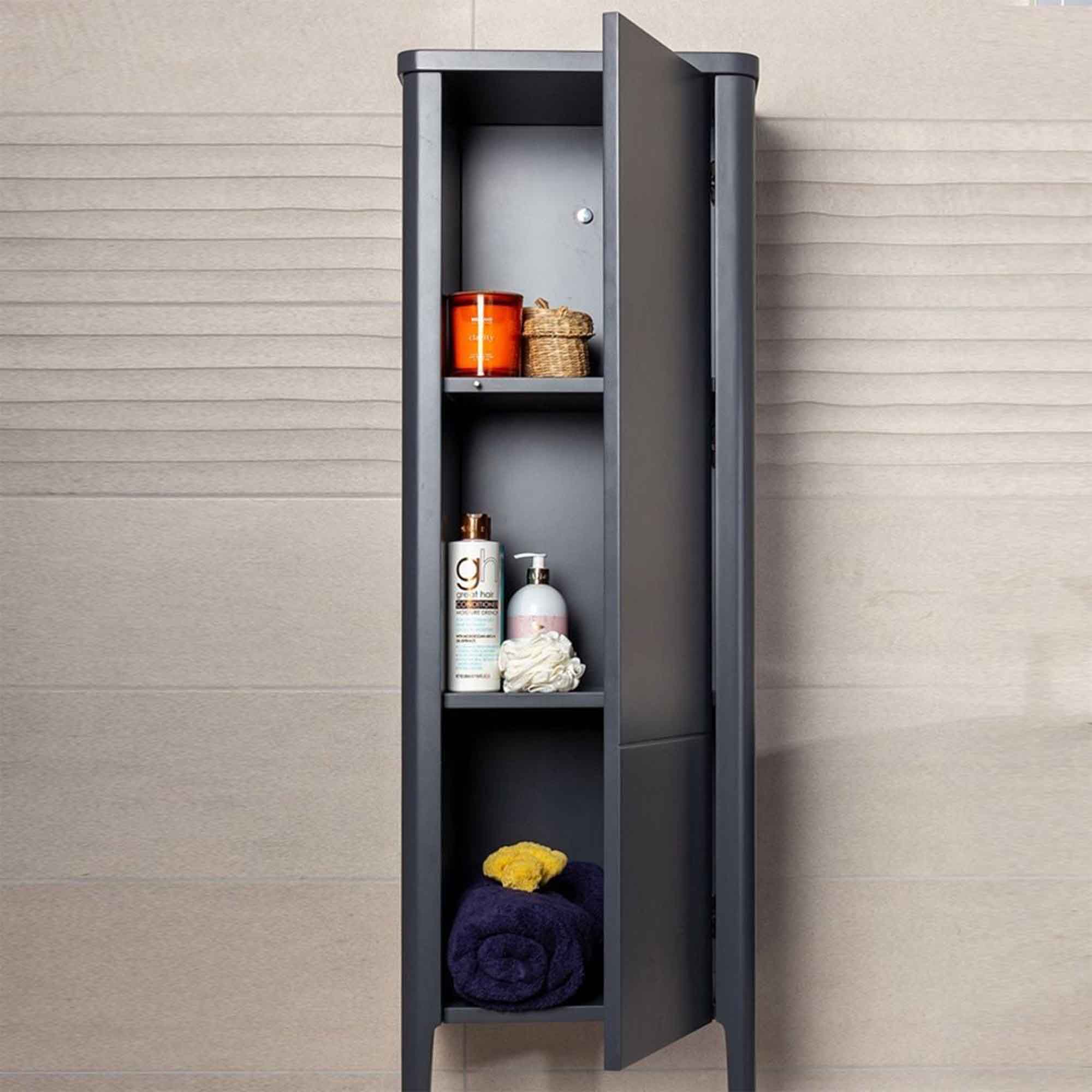 doro floorstanding tall storage cabinet slate grey