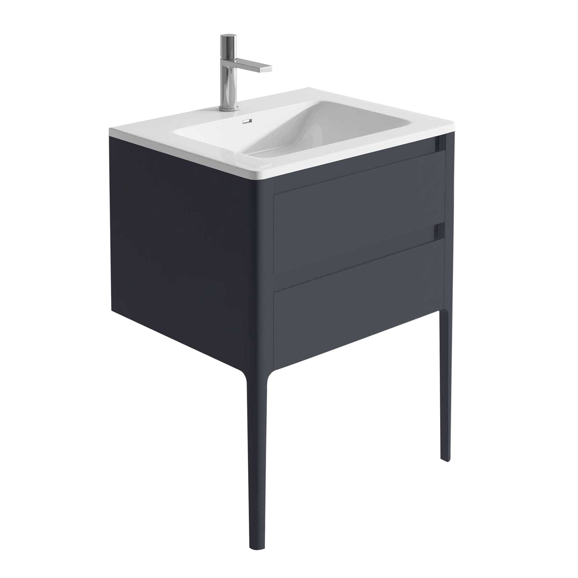 doro ii wall mounted vanity unit with basin 600 slate grey