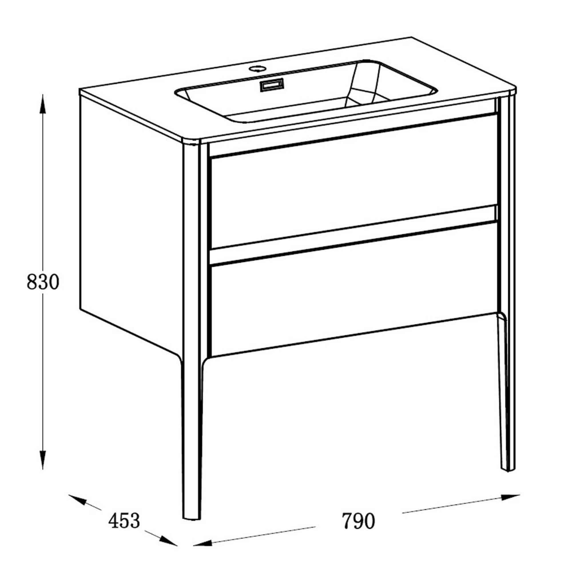 doro ii wall mounted vanity unit with basin 800 dimensions