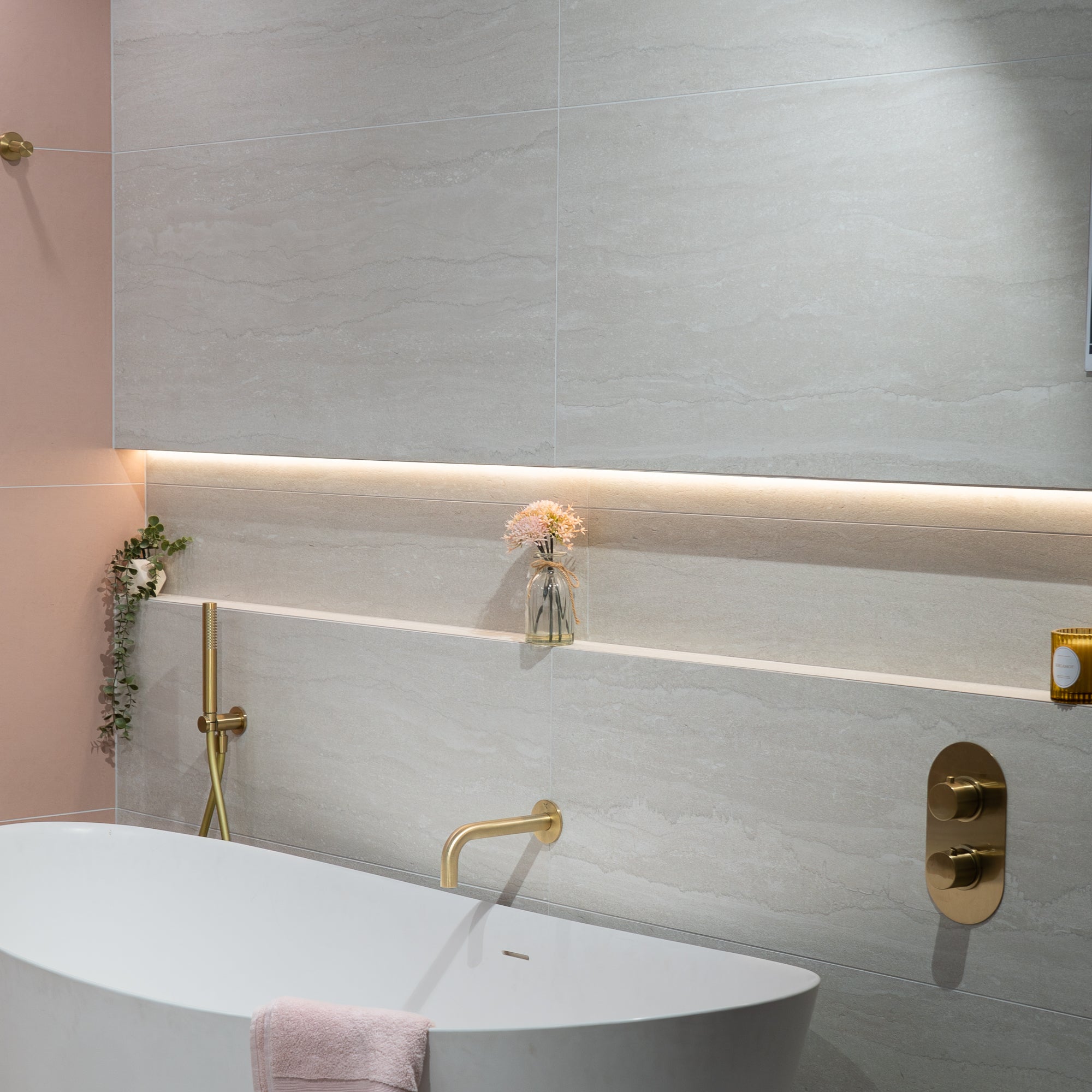 Dorset Bianco Stone Effect Cross Cut Porcelain Tile 80x80cm Matt