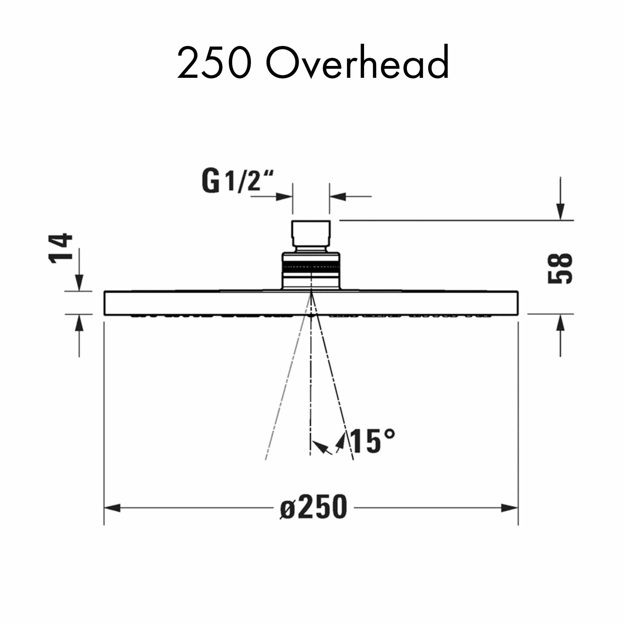 duravit 1jet 250 minusflow showerhead dimensions