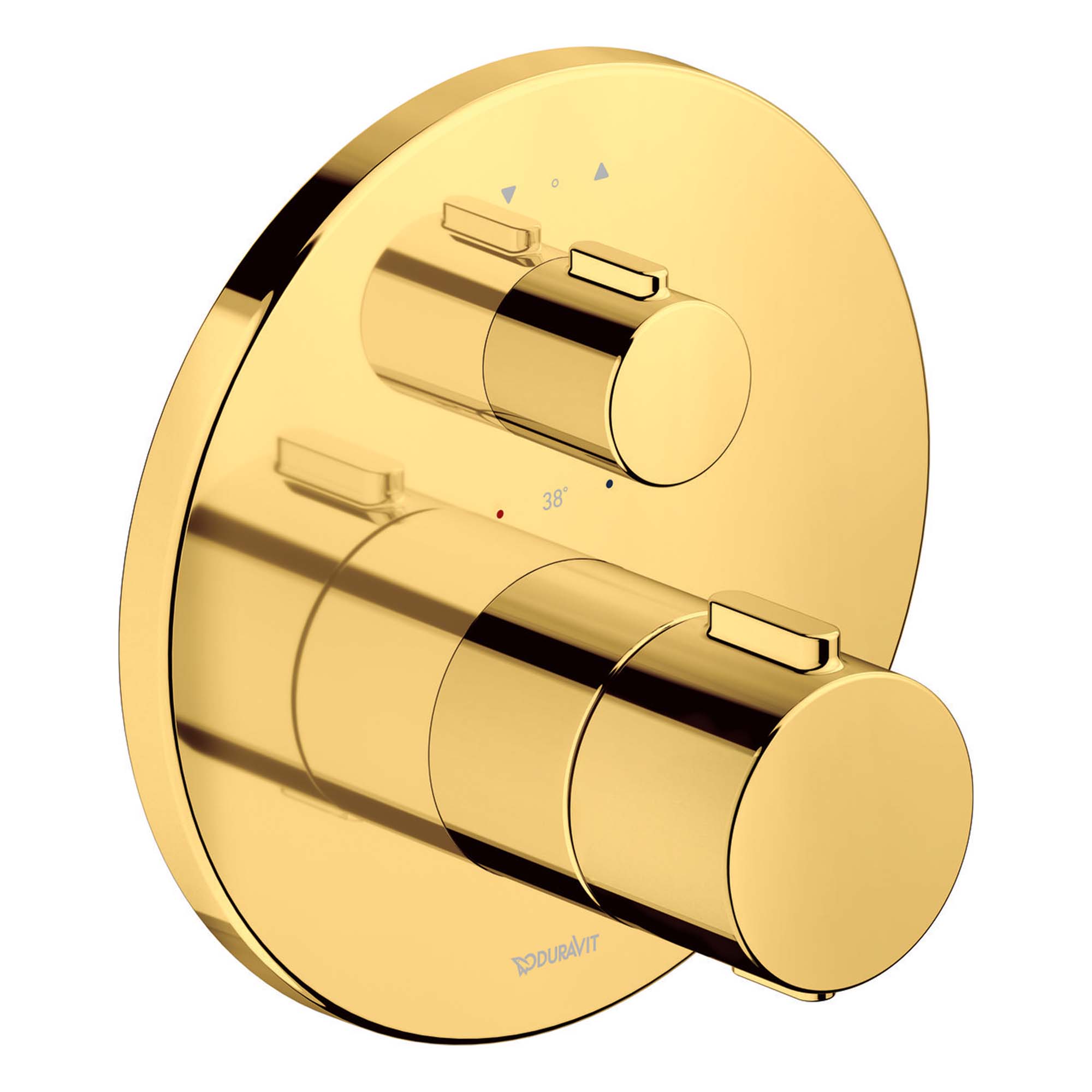 duravit 2 outlet round shower valve trim polished gold