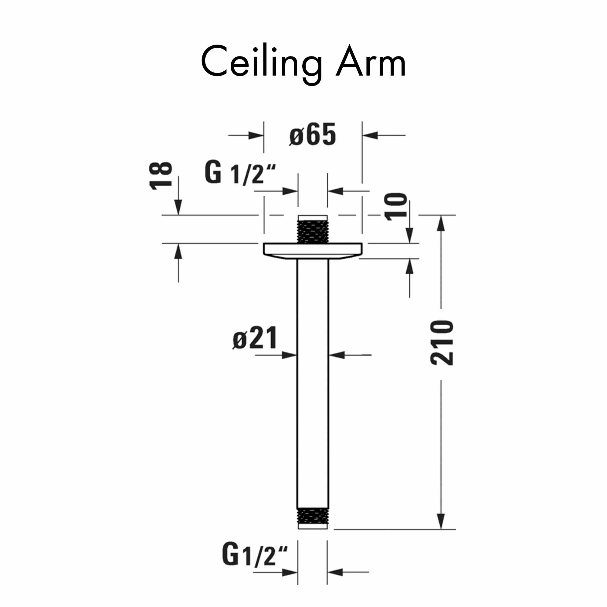 duravit ceiling mounted shower arm dimensions