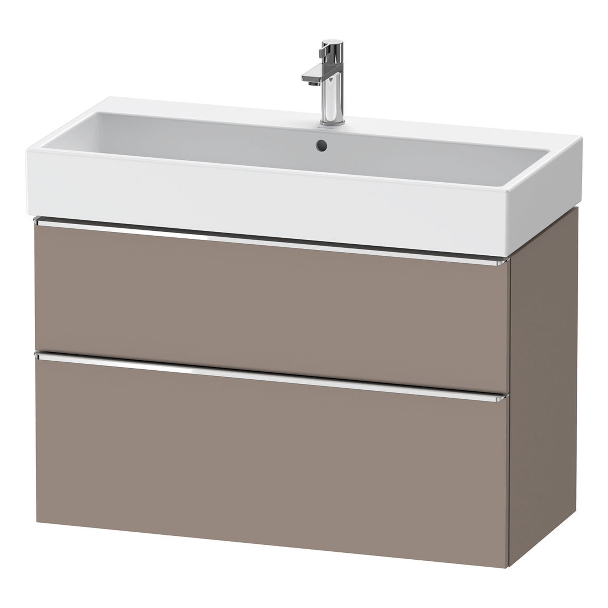 duravit d-neo 1000 wall mounted vanity unit with vero basin basalt chrome handles