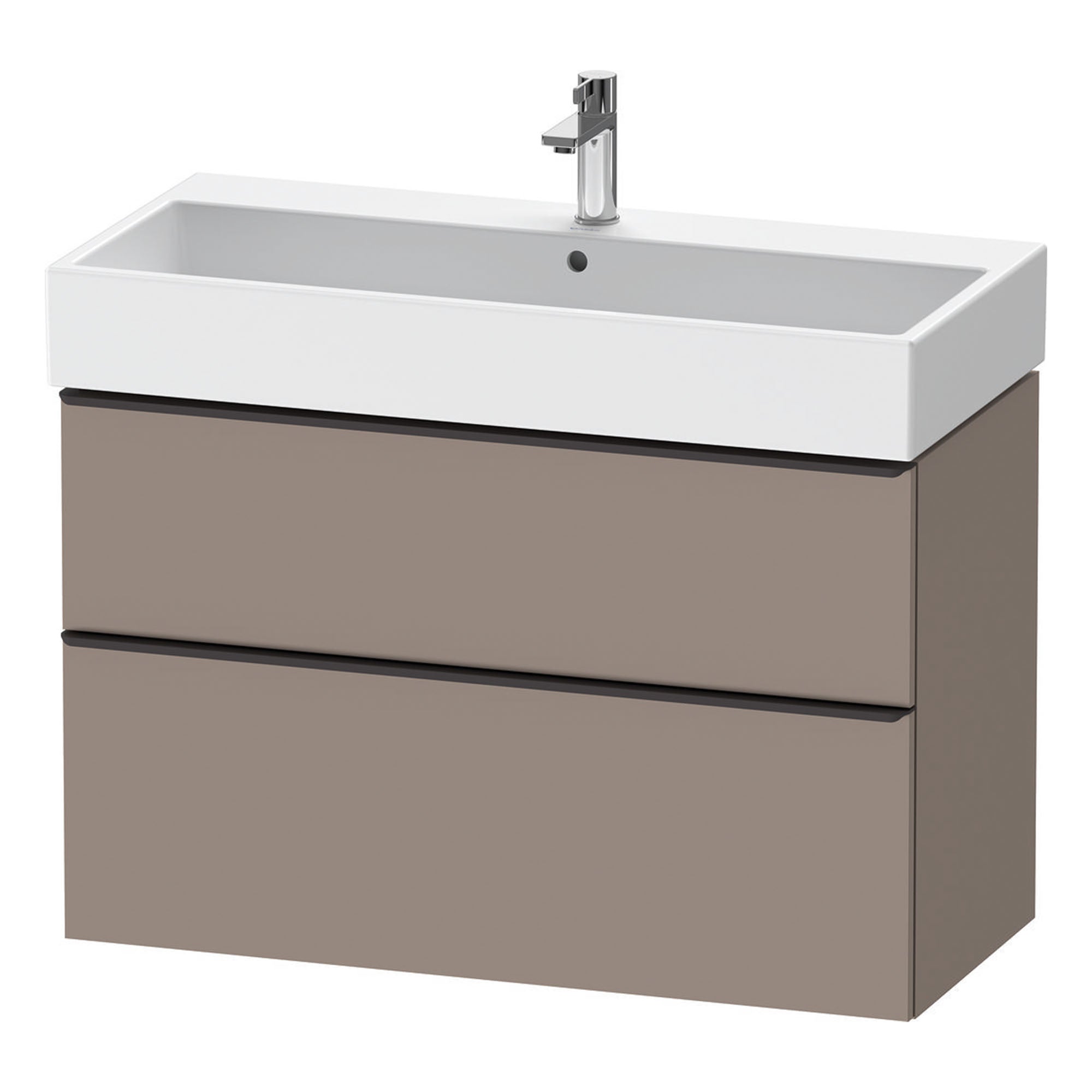 duravit d-neo 1000 wall mounted vanity unit with vero basin basalt diamond black handles