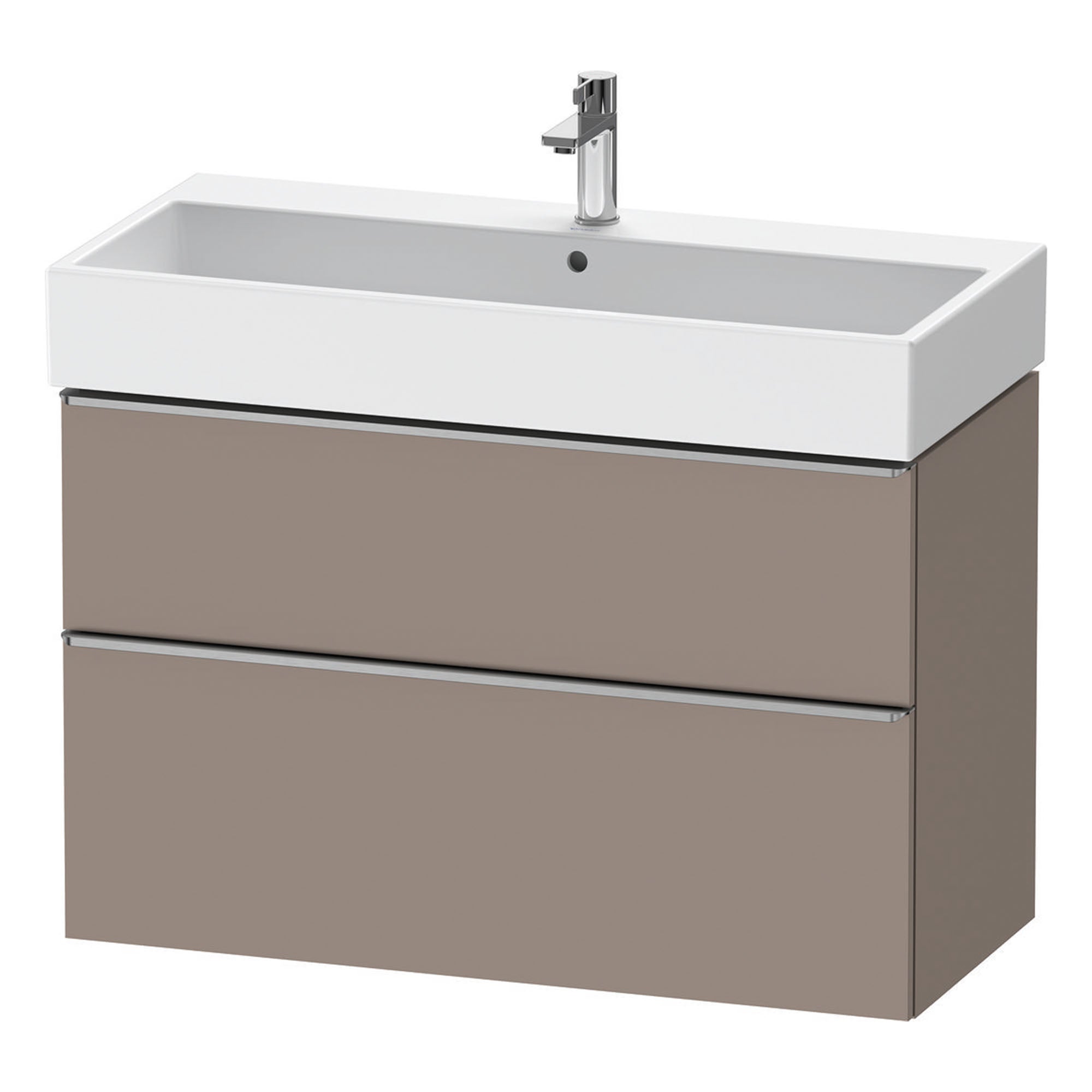 duravit d-neo 1000 wall mounted vanity unit with vero basin basalt stainless steel handles
