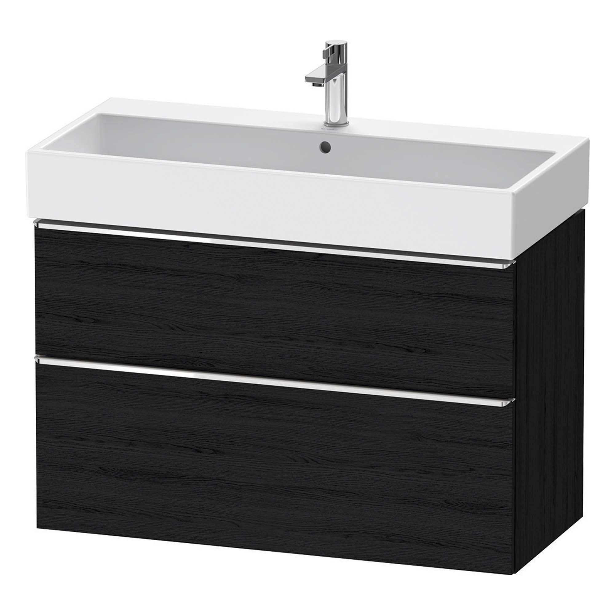 duravit d-neo 1000 wall mounted vanity unit with vero-basin black oak chrome handles