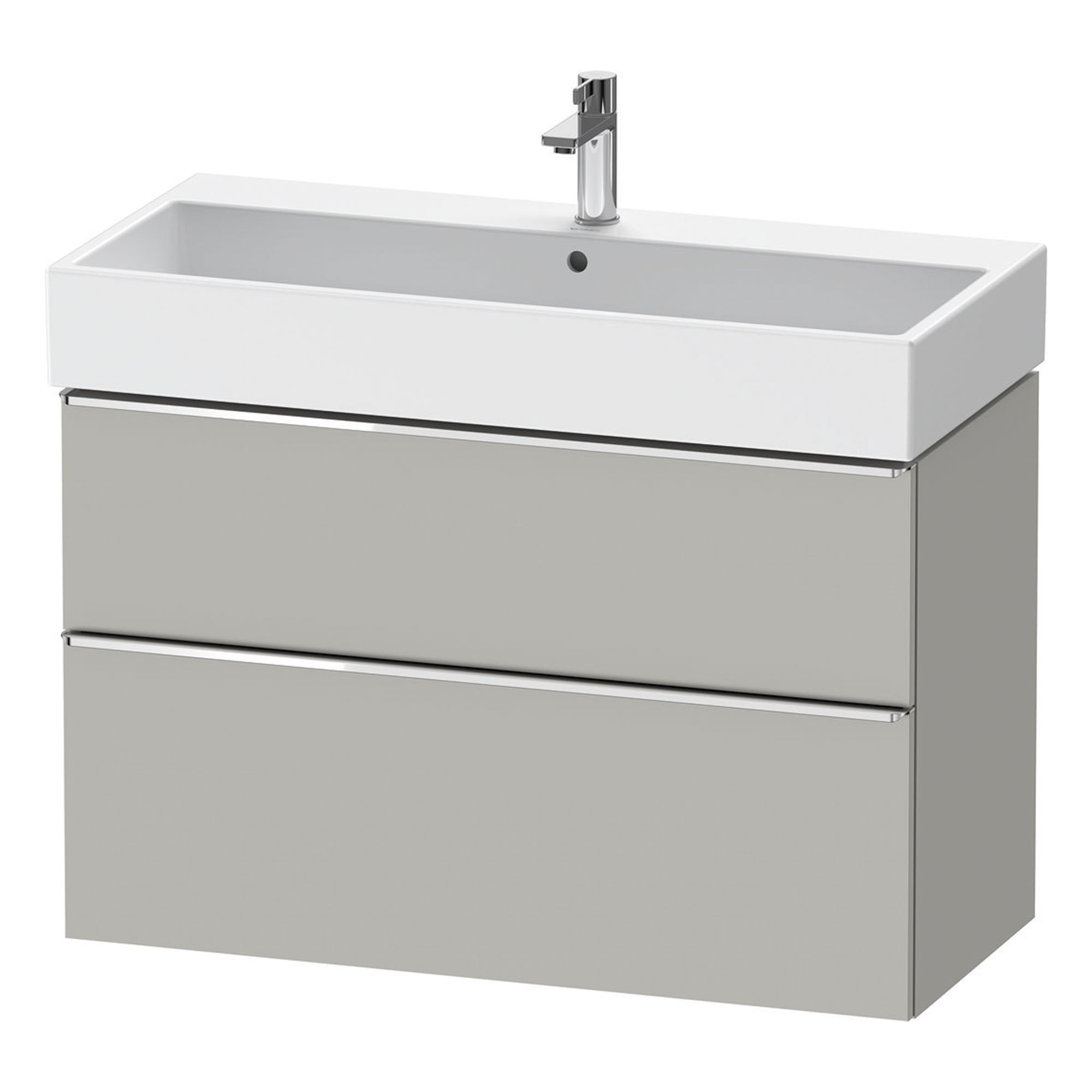 duravit d-neo 1000 wall mounted vanity-unit with vero basin concrete grey chrome handles