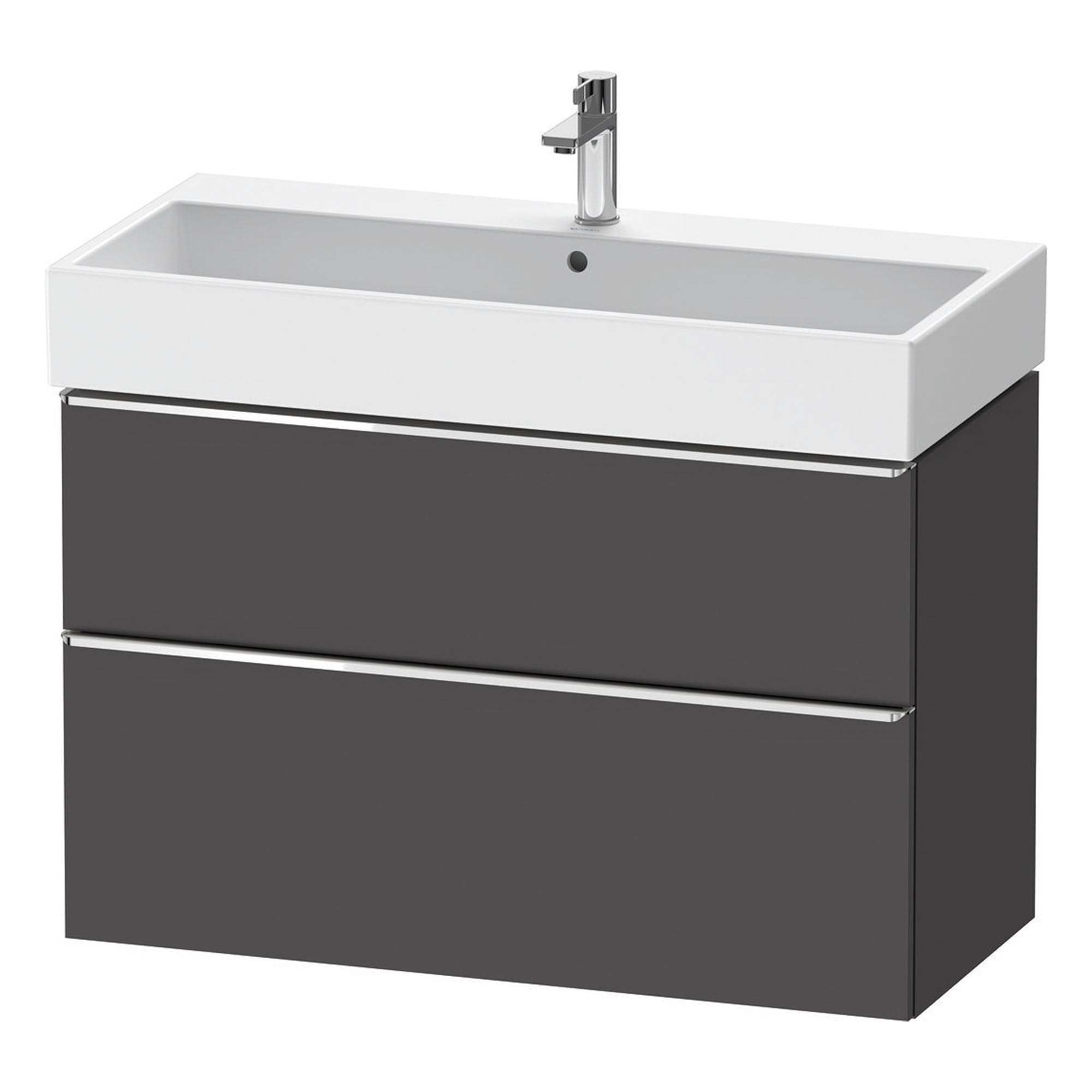 duravit d-neo 1000 wall mounted vanity unit with vero basin graphite matt chrome handles