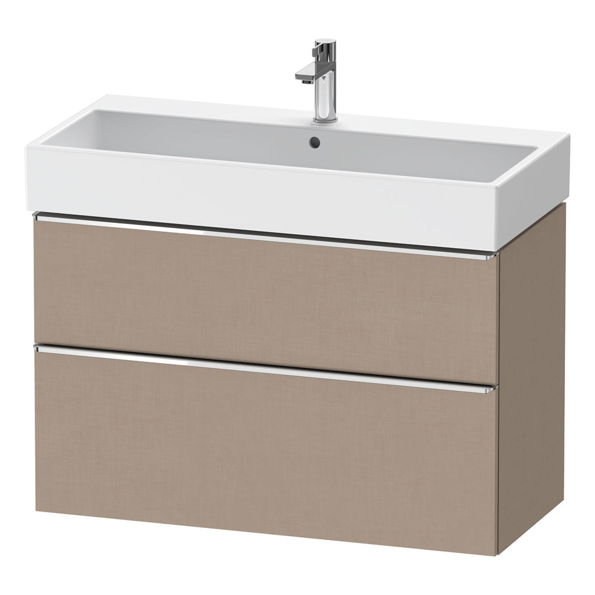 duravit d-neo 1000 wall mounted vanity unit with vero basin matt linen chrome handles