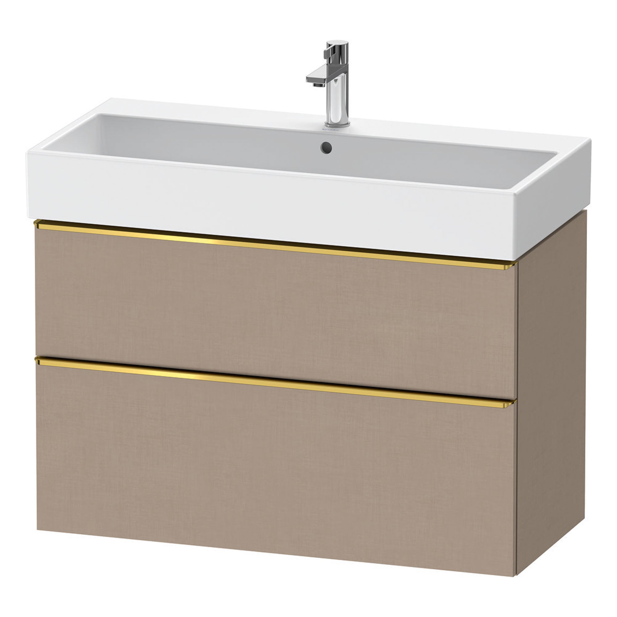 duravit d-neo 1000 wall mounted vanity unit with vero basin matt linen gold handles