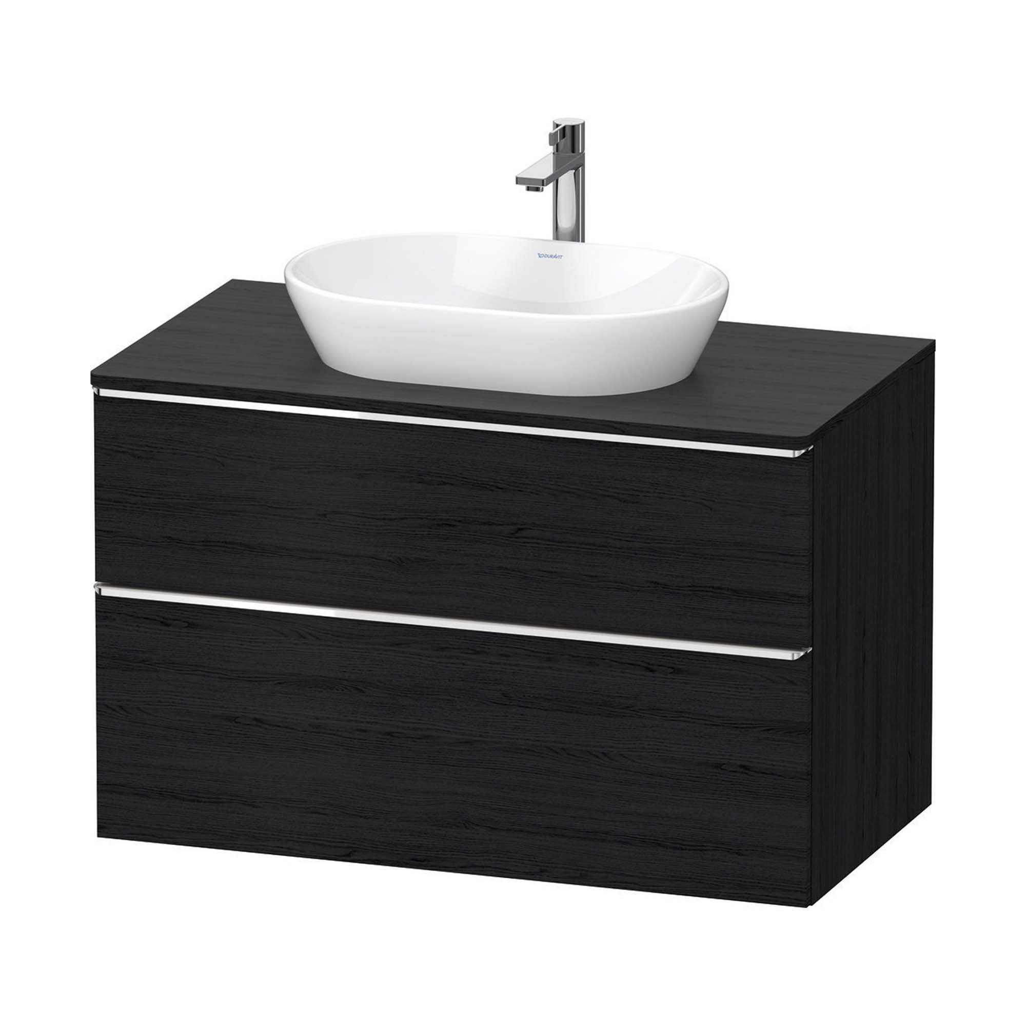 duravit d-neo 1000 wall mounted vanity unit with worktop black oak chrome handles