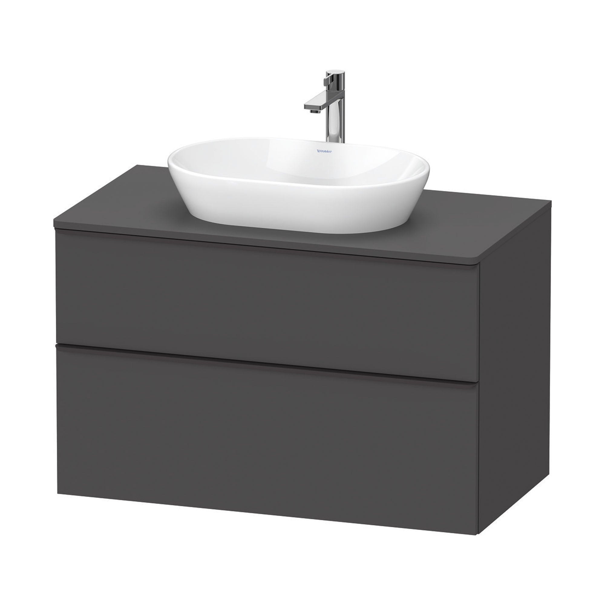 duravit d-neo 1000 wall mounted vanity unit with worktop graphite matt diamond black handles