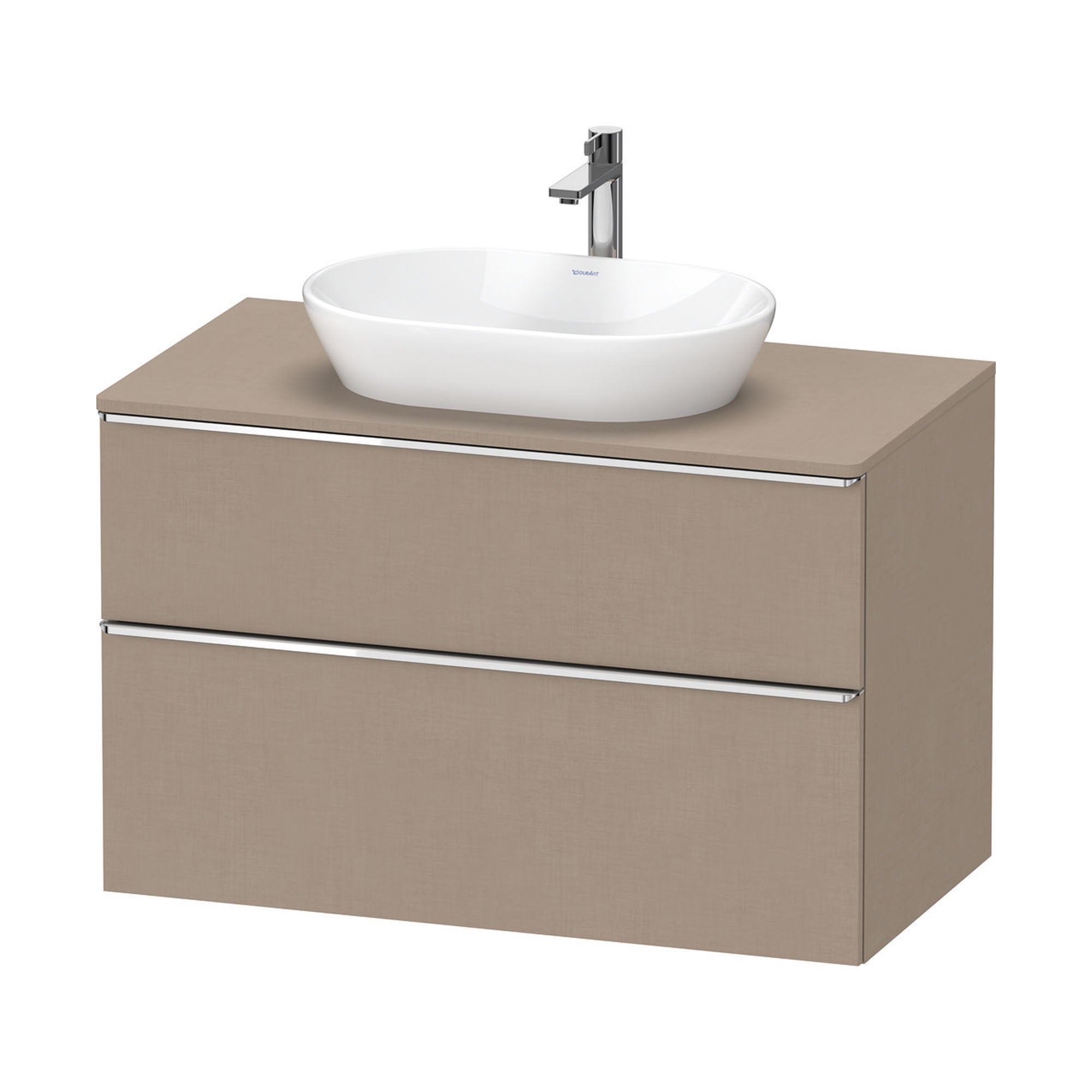 duravit d-neo 800 wall mounted vanity unit with worktop linen chrome handles