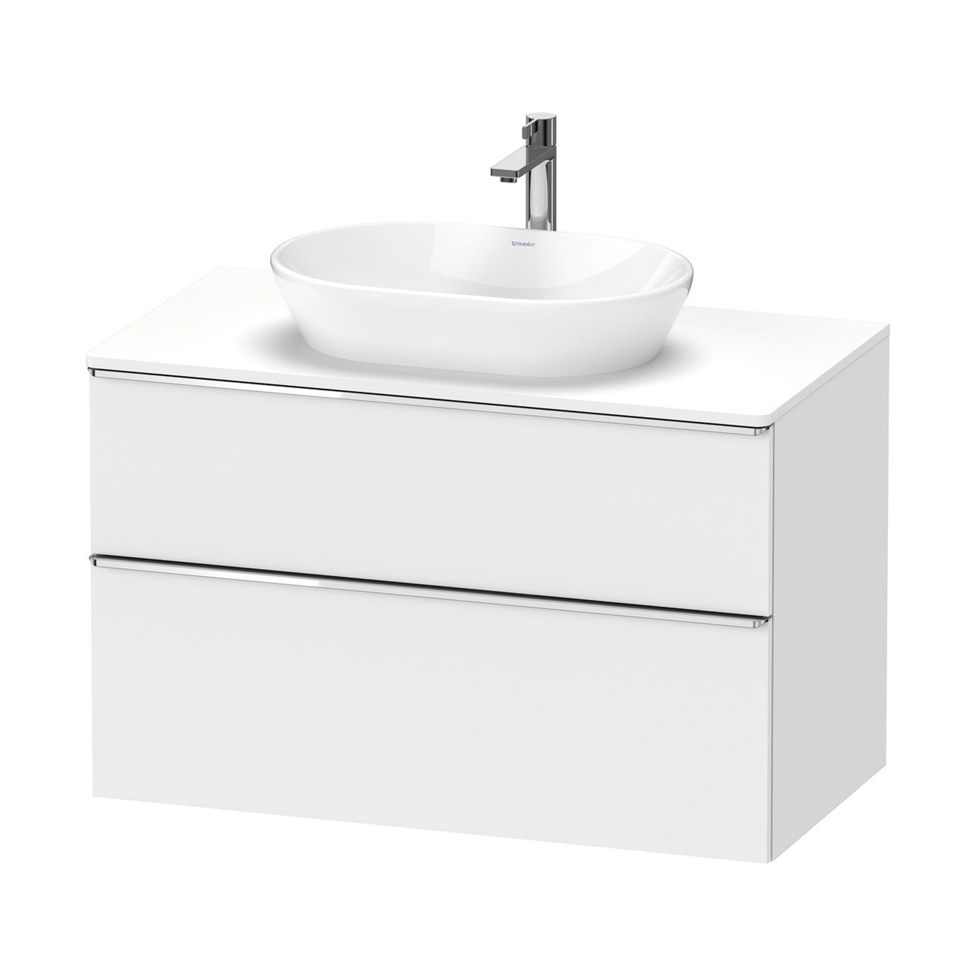 duravit d-neo 1000 wall mounted vanity unit with worktop matt white chrome handles
