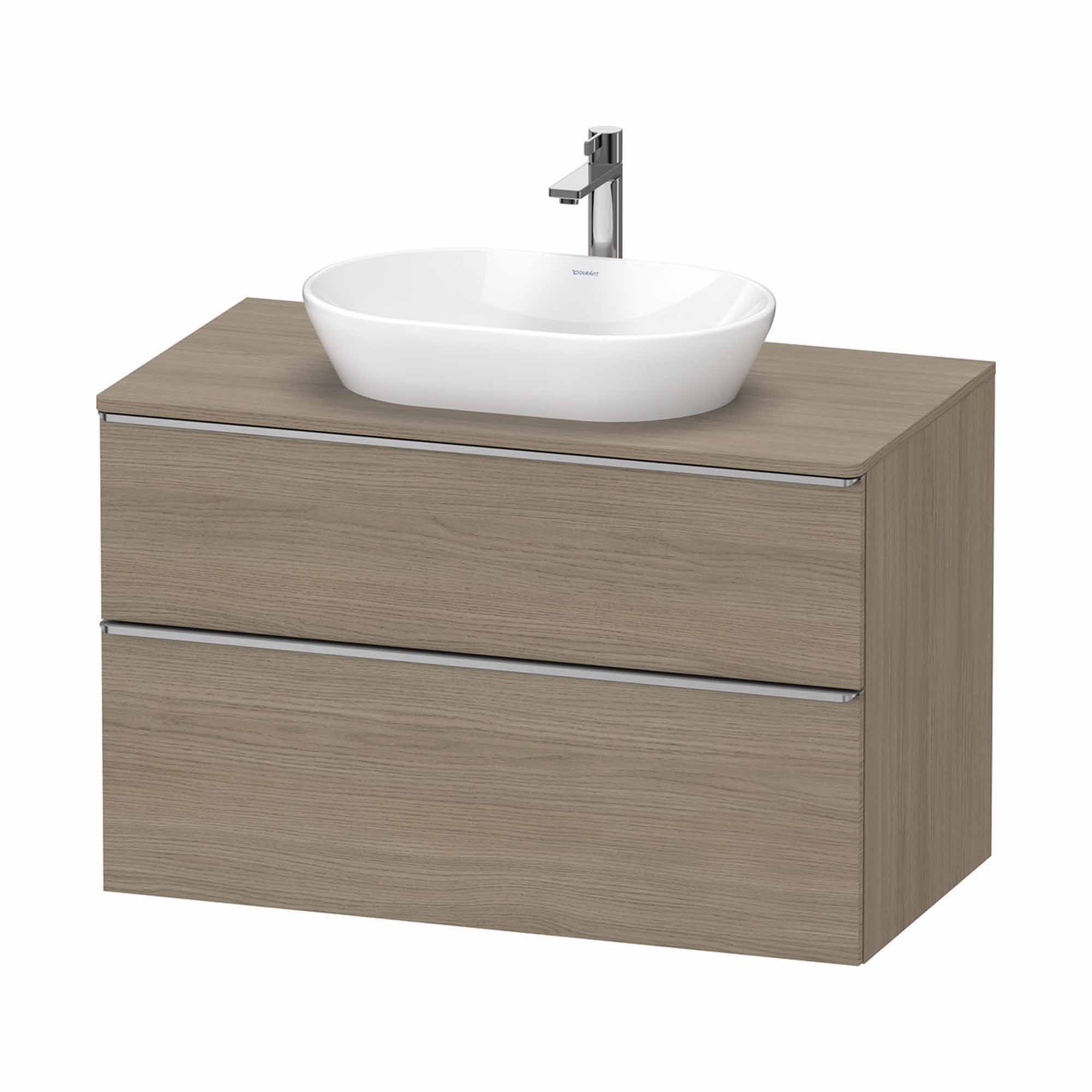duravit d-neo 1000 wall mounted vanity unit with worktop oak terra stainless steel handles