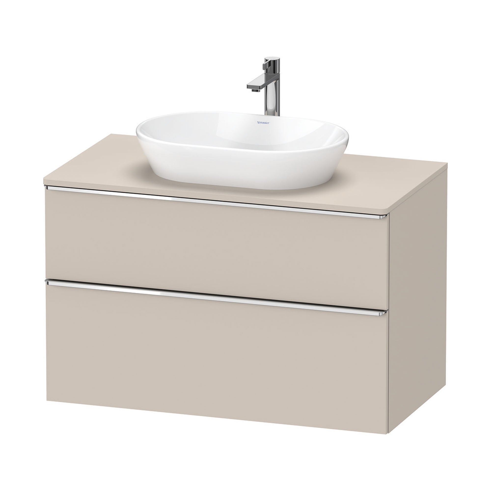 duravit d-neo 1000 wall mounted vanity unit with worktop taupe chrome handles