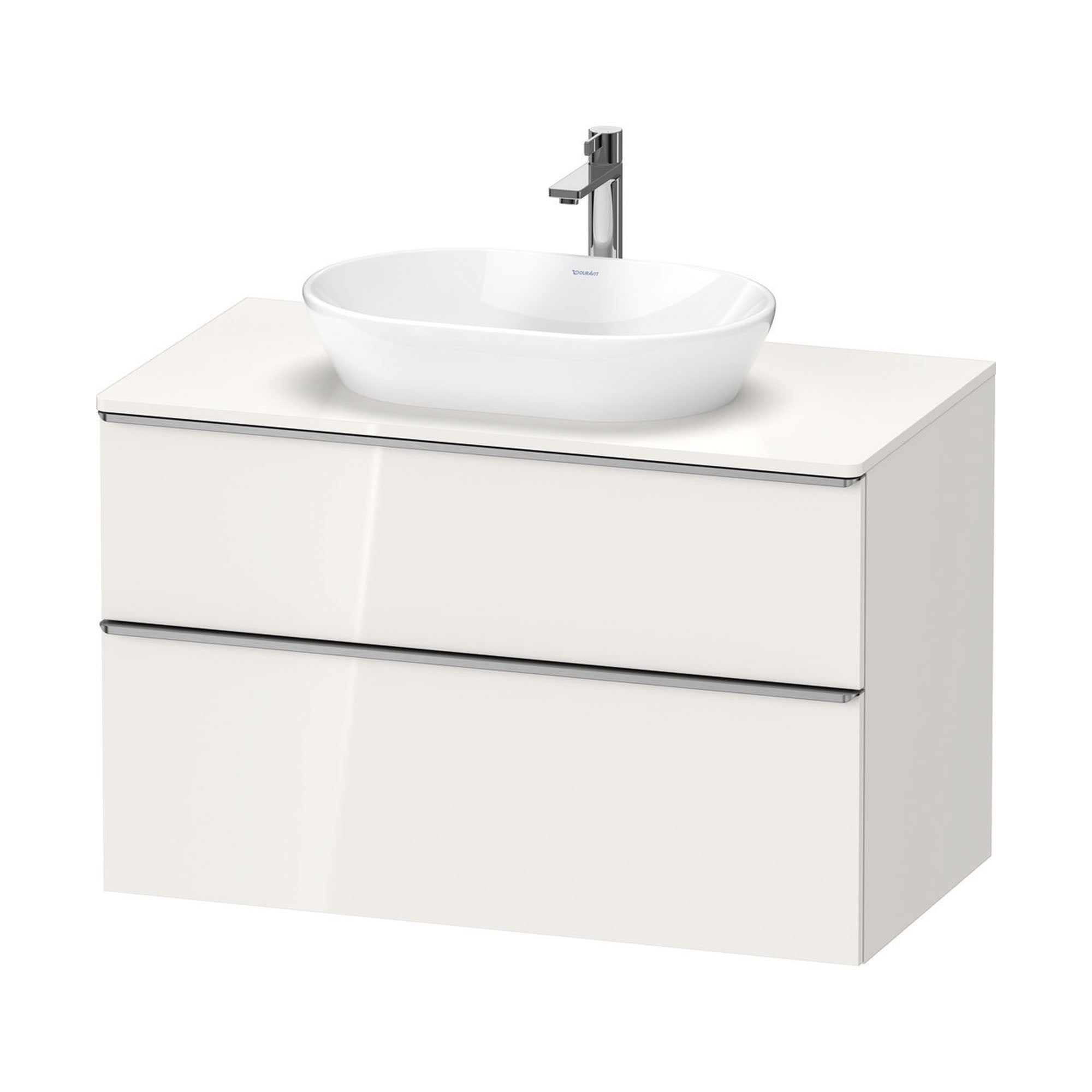 duravit d-neo 1000 wall mounted vanity unit with worktop white gloss stainless steel handles